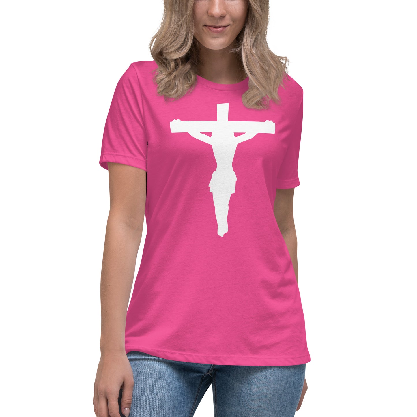 Jesus on the Cross (White design) - Women's Relaxed T-Shirt