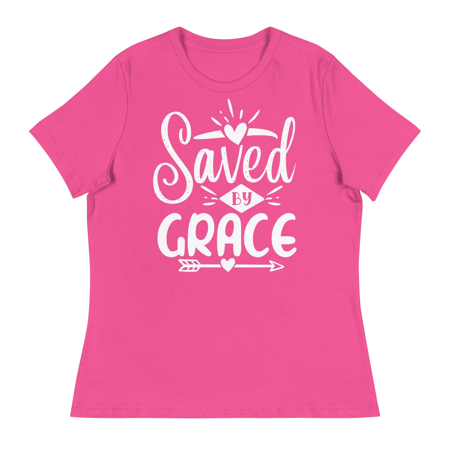 Saved by Grace (White design) - Women's Relaxed T-Shirt