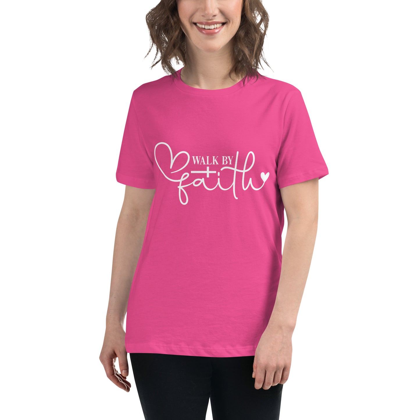 Walk by Faith (White design) - Women's Relaxed T-Shirt