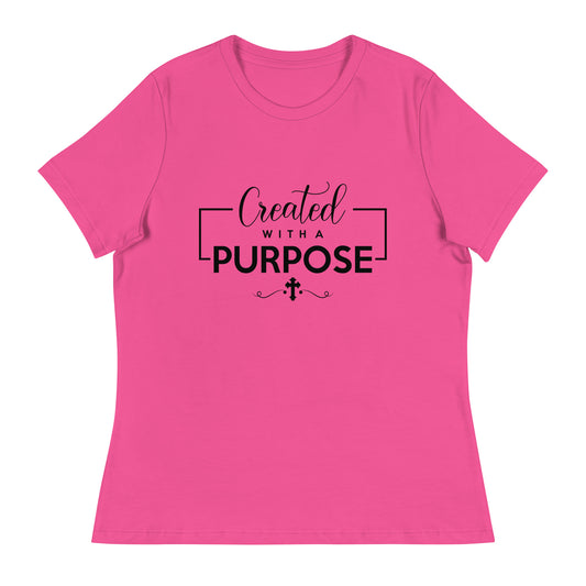 Created with a Purpose (Black design) - Women's Relaxed T-Shirt