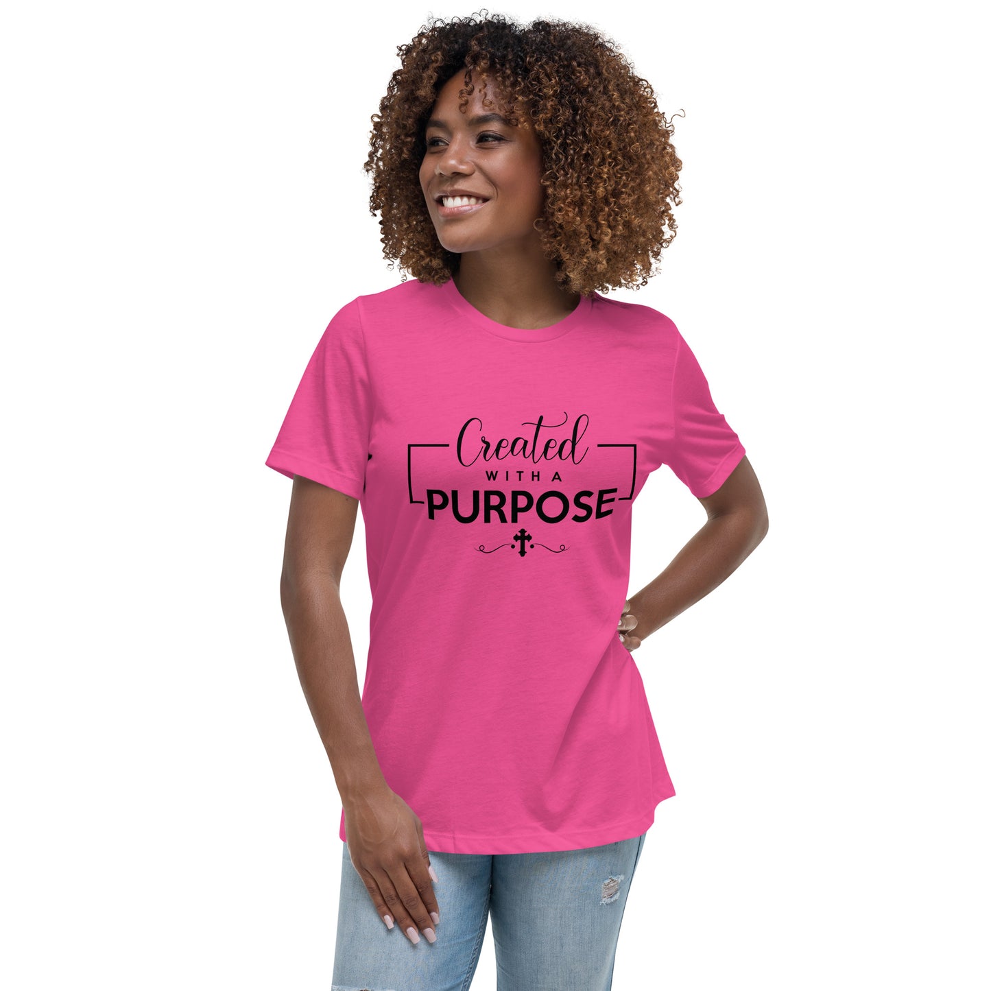 Created with a Purpose (Black design) - Women's Relaxed T-Shirt