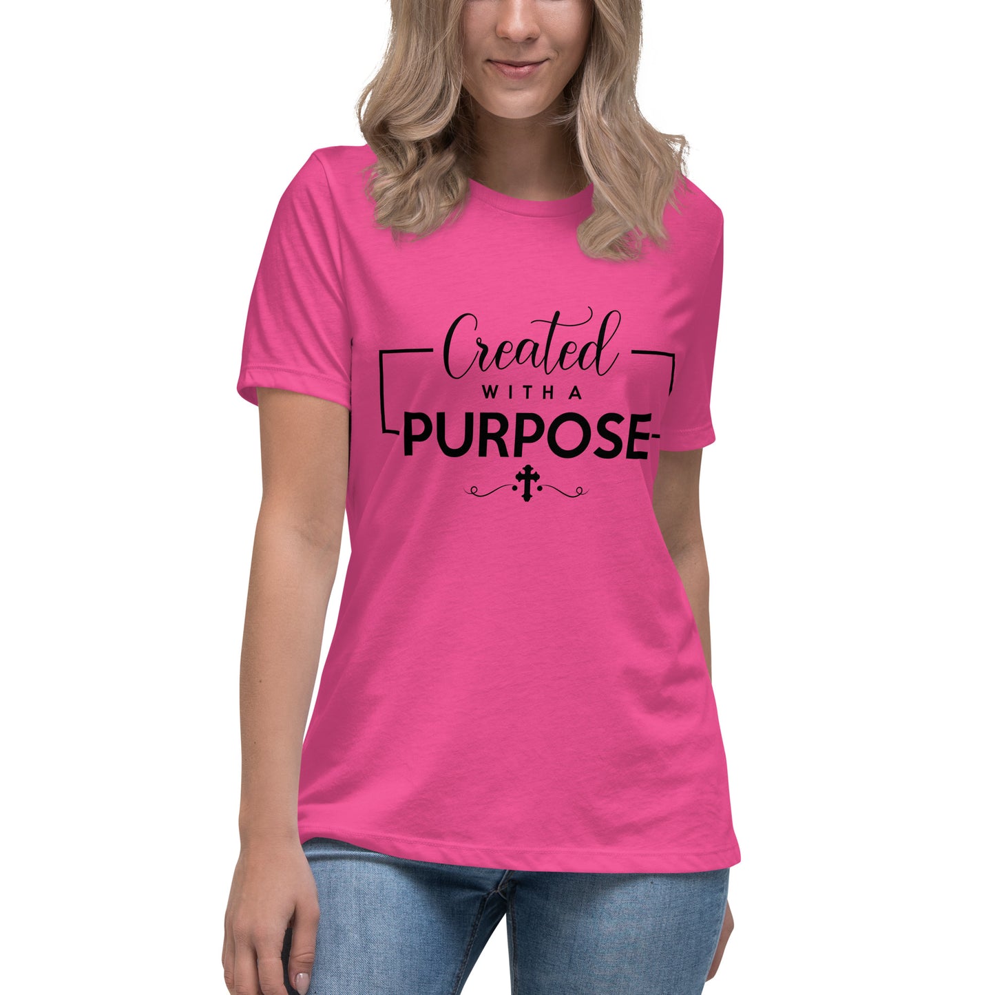 Created with a Purpose (Black design) - Women's Relaxed T-Shirt