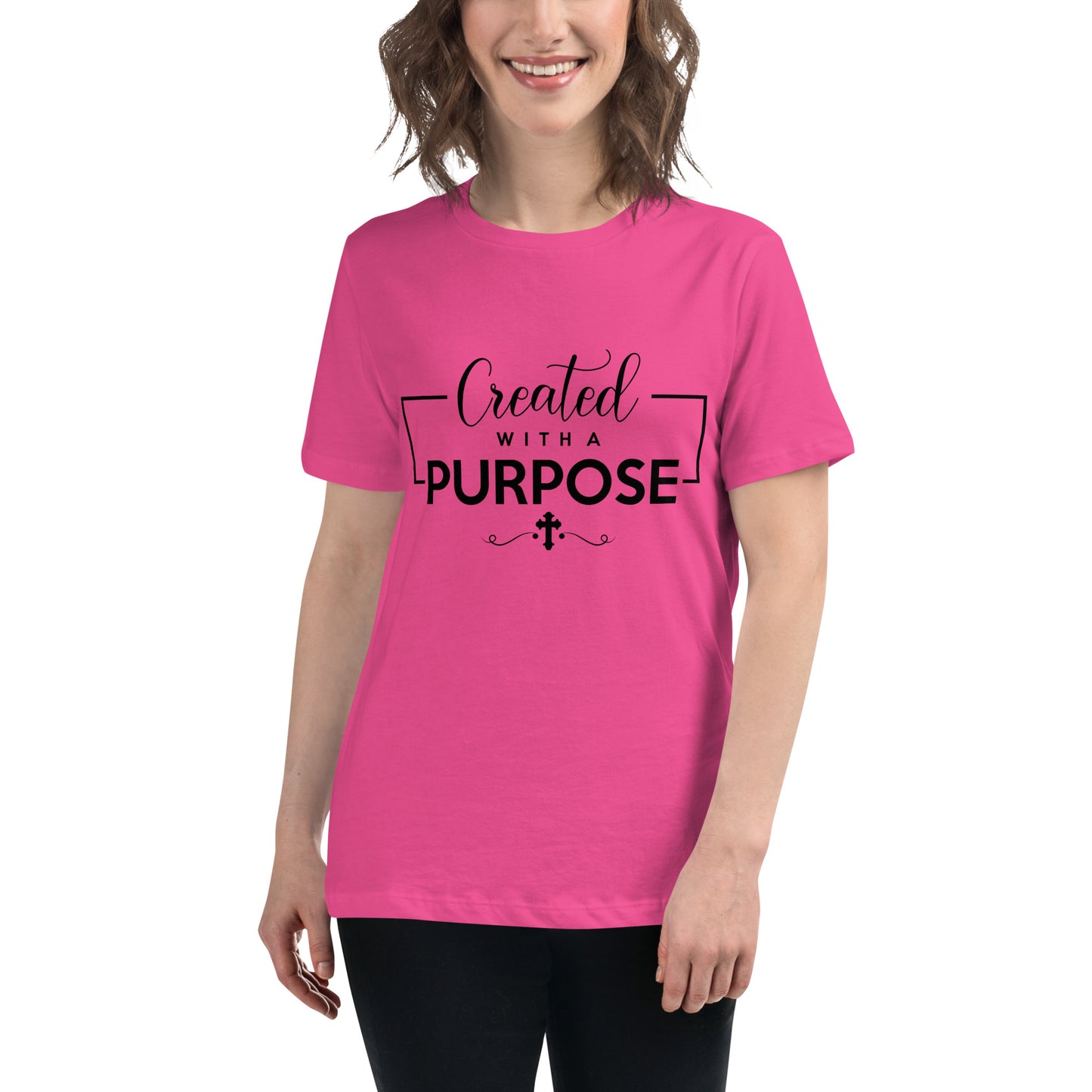 Created with a Purpose (Black design) - Women's Relaxed T-Shirt