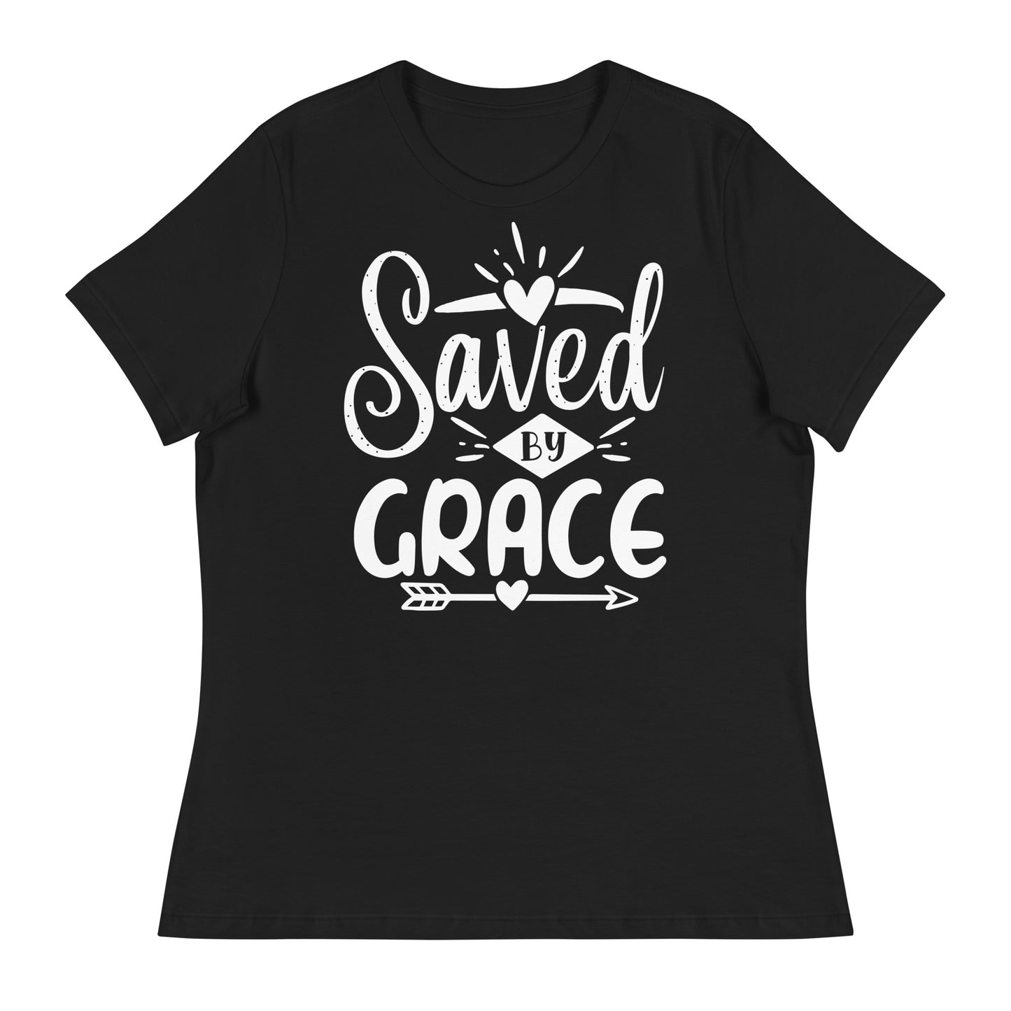 Saved by Grace (White design) - Women's Relaxed T-Shirt