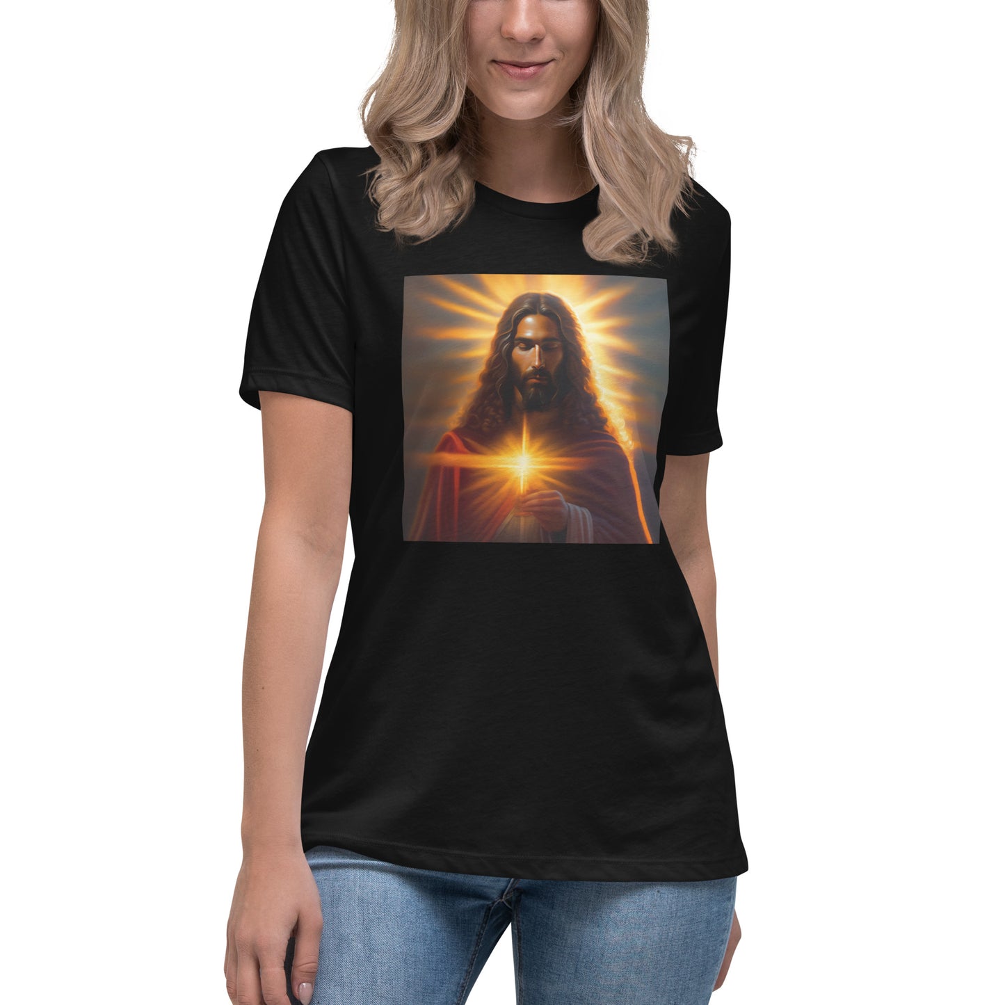 Full-color image of Jesus -  Women's Relaxed T-Shirt