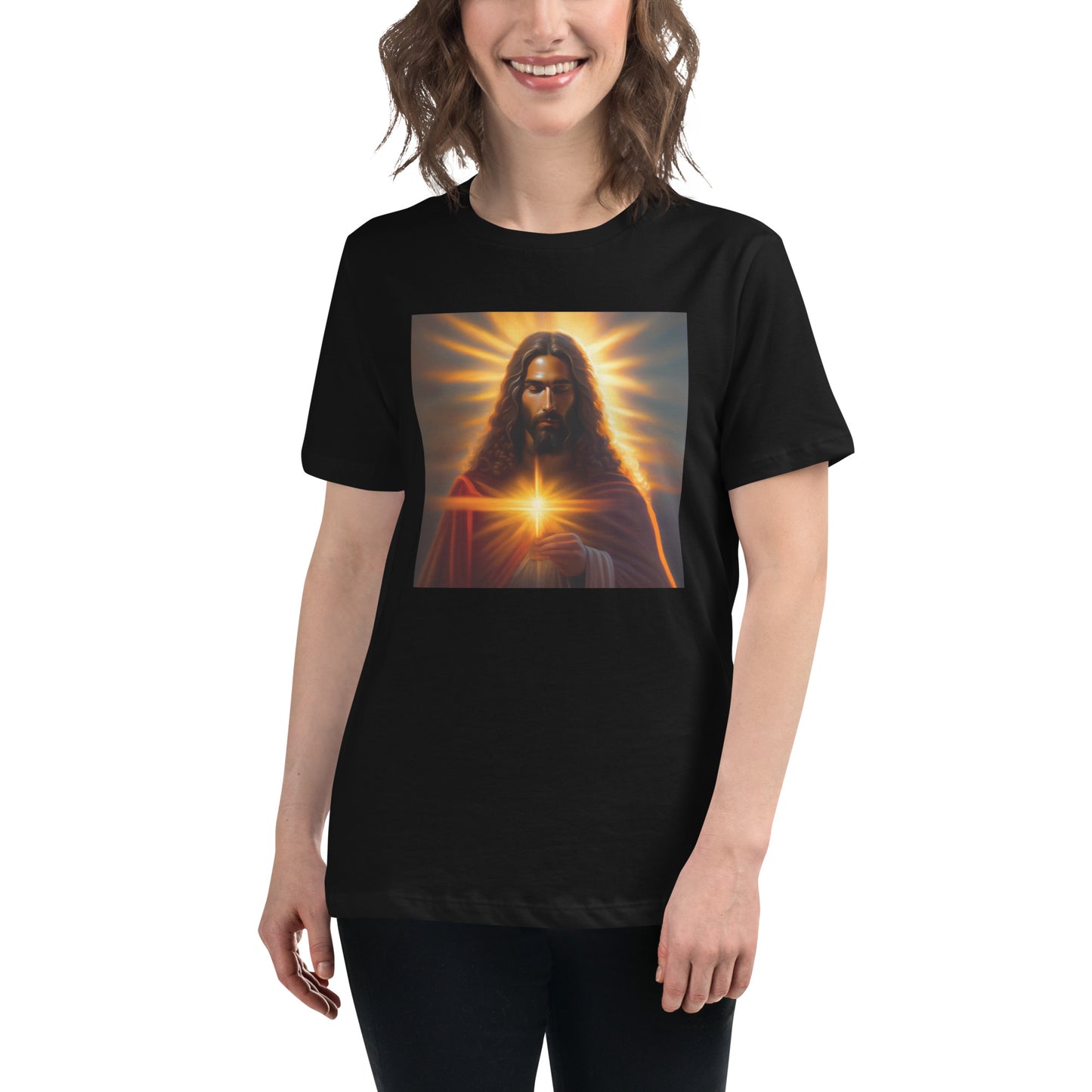 Full-color image of Jesus -  Women's Relaxed T-Shirt