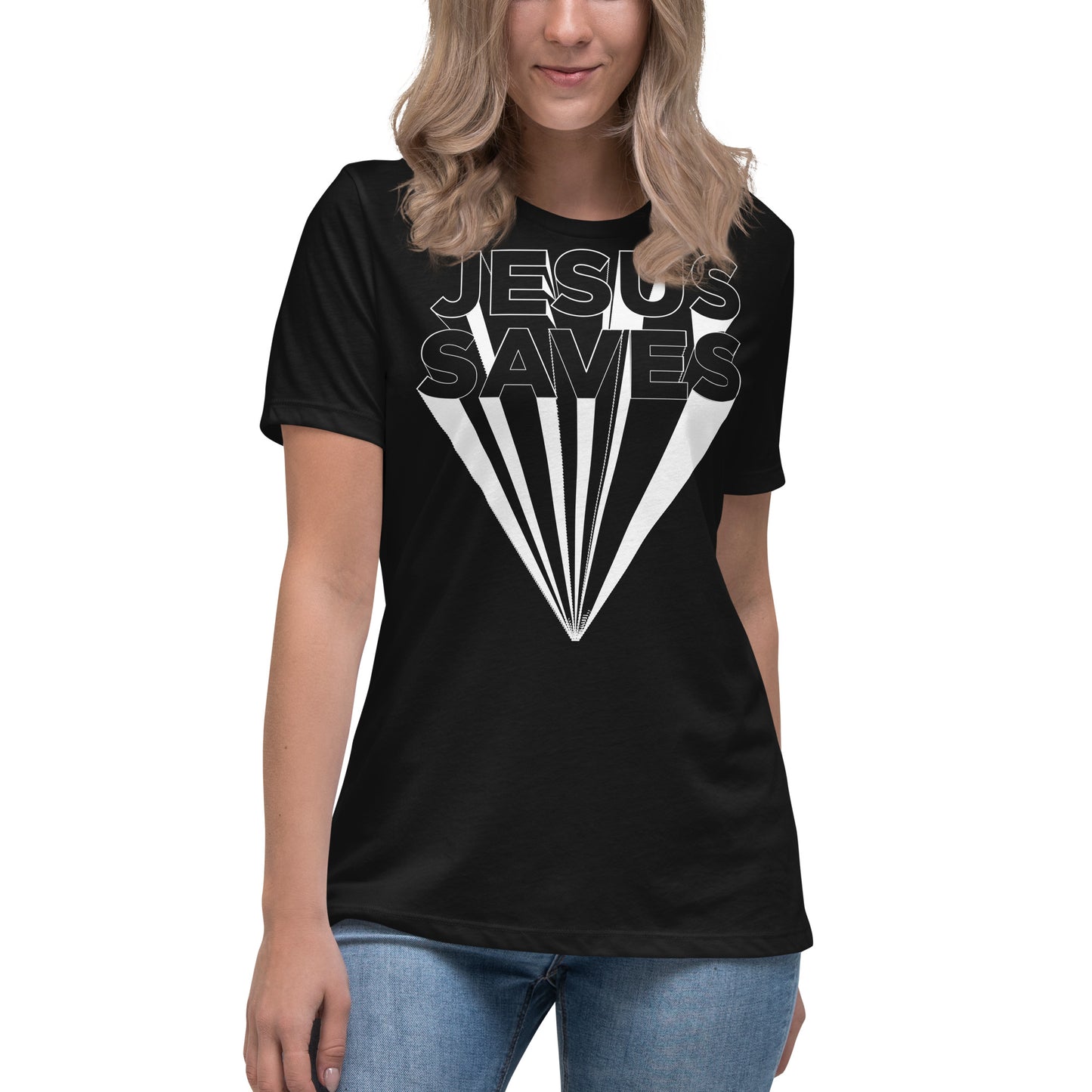 Jesus Saves  (Black design) - Women's Relaxed T-Shirt