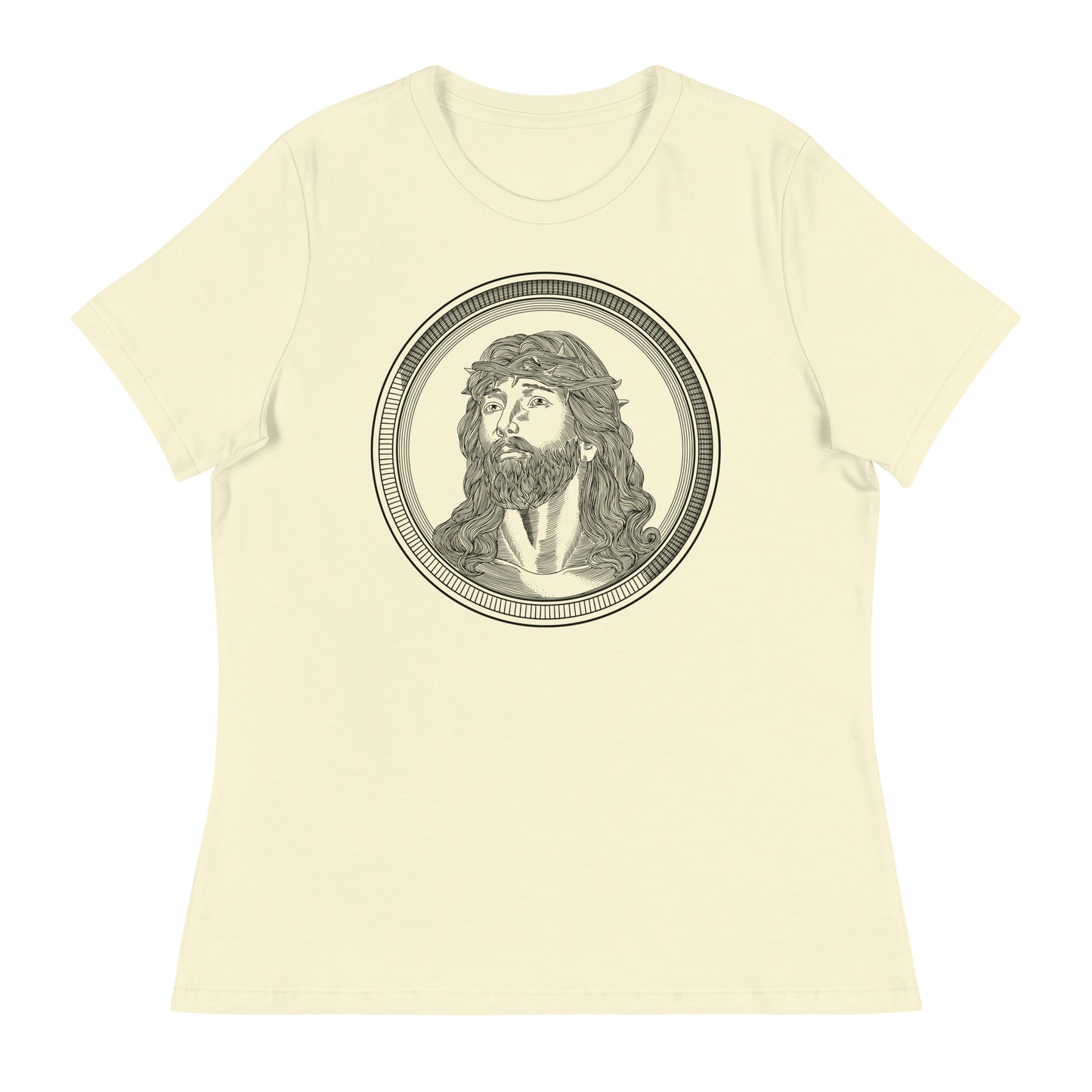 Jesus in Circle (Black design) - Women's Relaxed T-Shirt