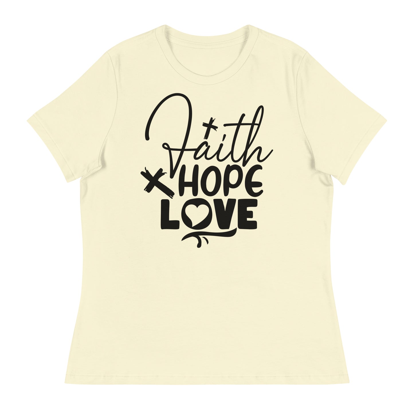 Faith, Hope, and Love (Black design) - Women's Relaxed T-Shirt