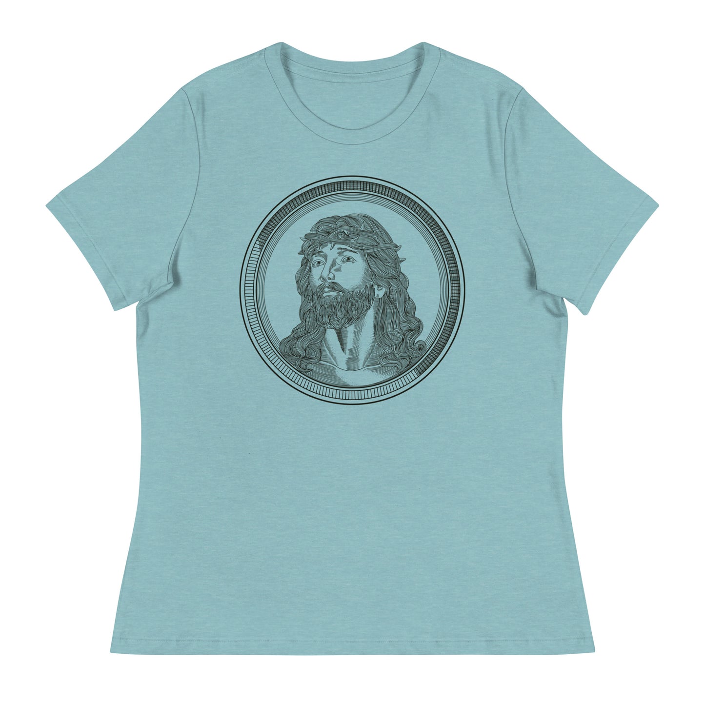 Jesus in Circle (Black design) - Women's Relaxed T-Shirt