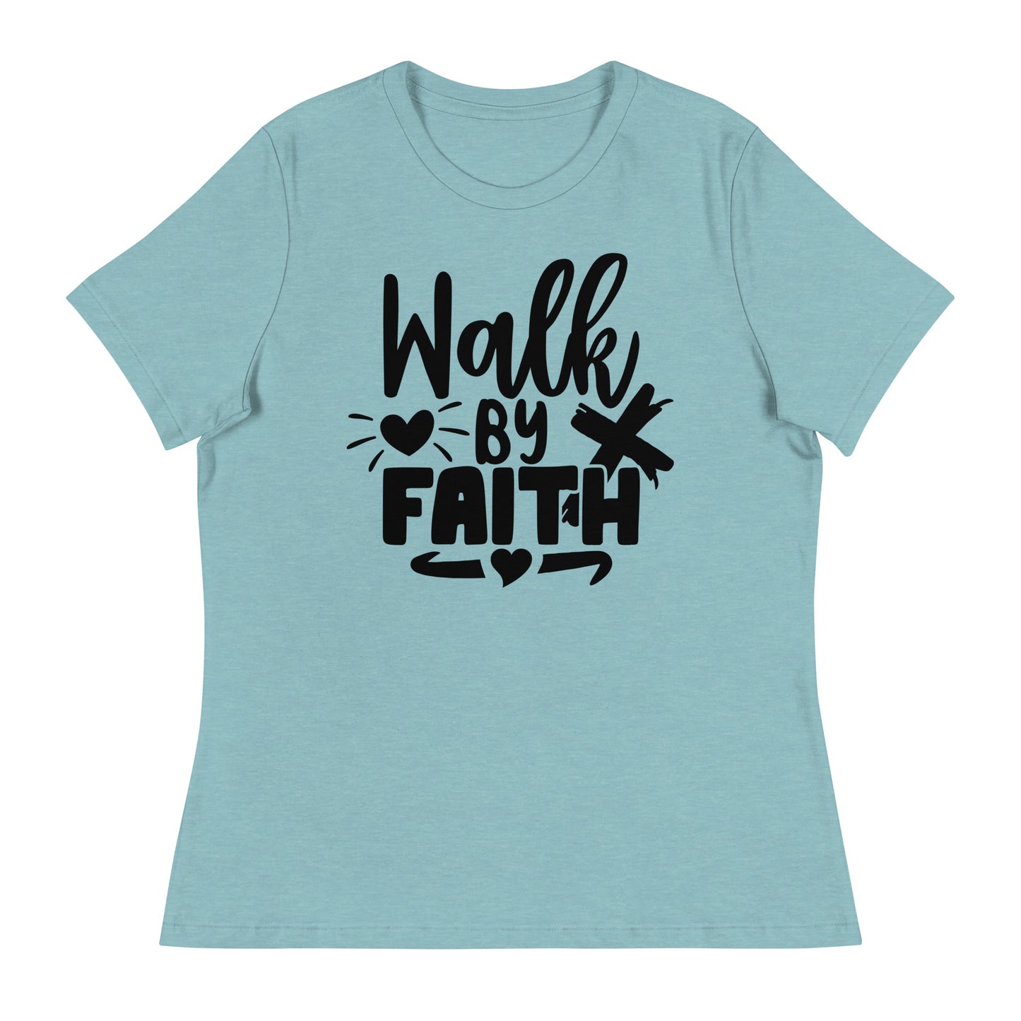 Walk by Faith (Black design)  - Women's Relaxed T-Shirt