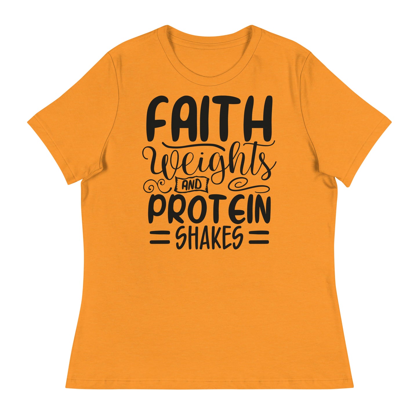 Faith Weights Protein Shakes (Black design) - Women's Relaxed T-Shirt