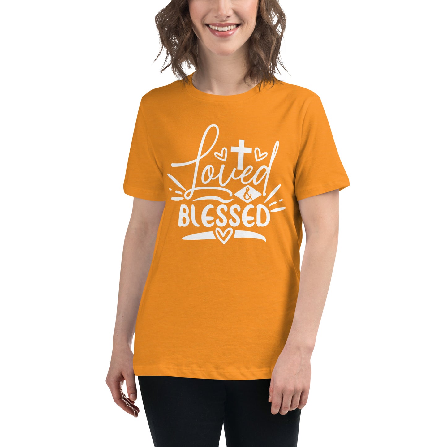 Loved and Blessed (White design) - Women's Relaxed T-Shirt