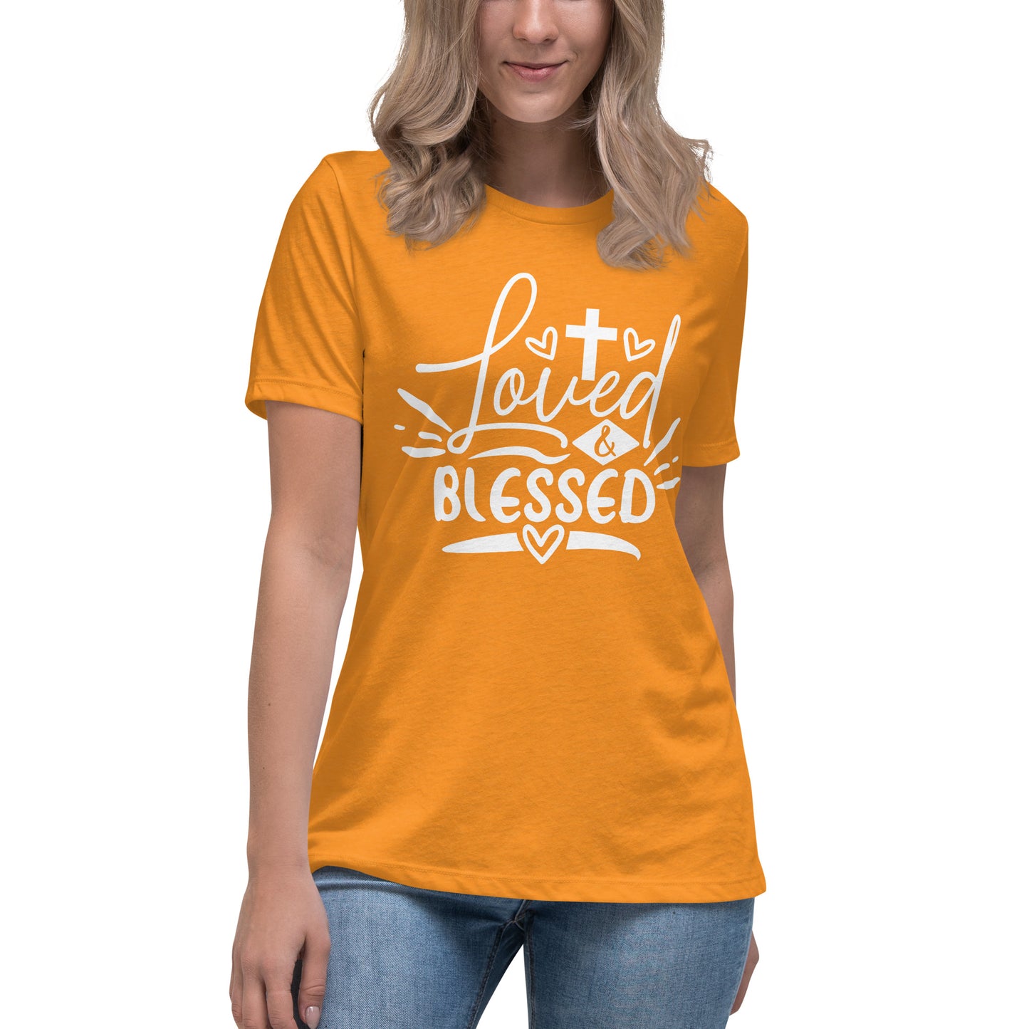 Loved and Blessed (White design) - Women's Relaxed T-Shirt