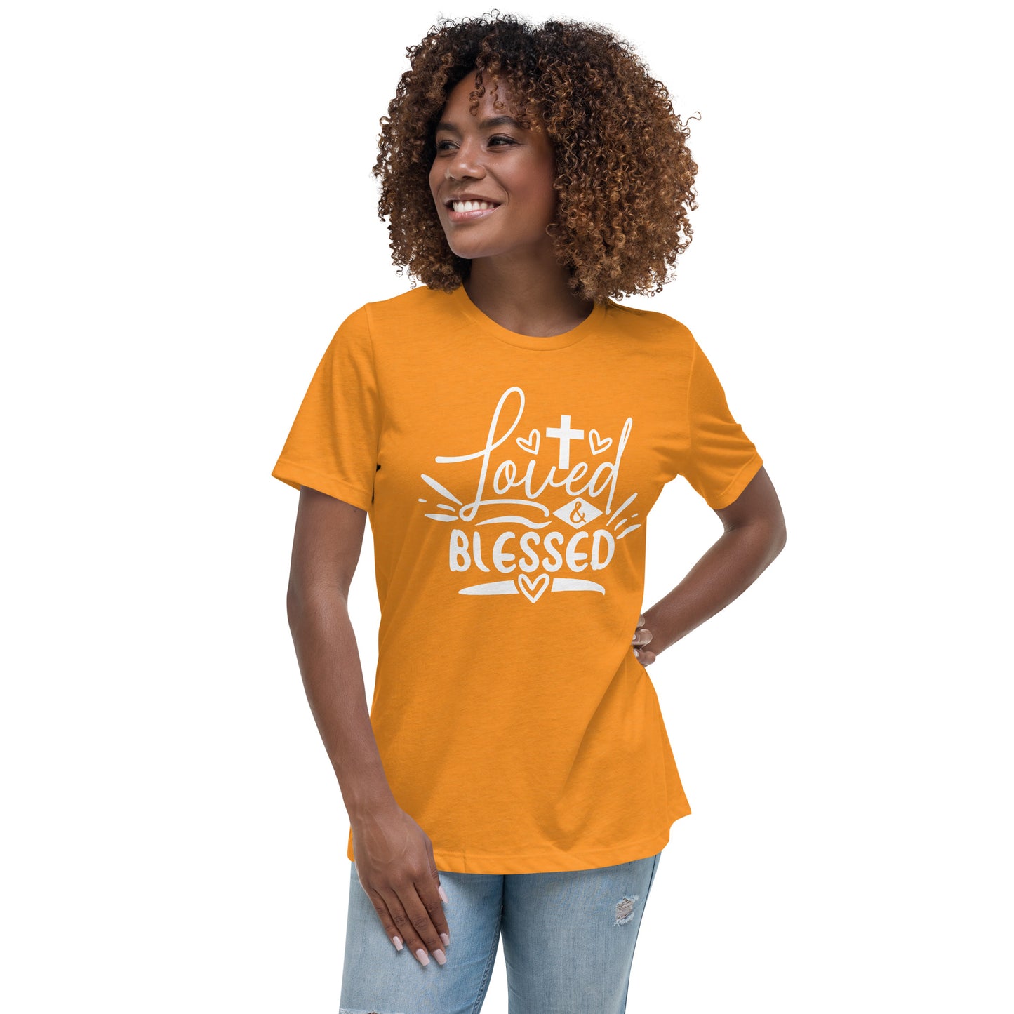 Loved and Blessed (White design) - Women's Relaxed T-Shirt