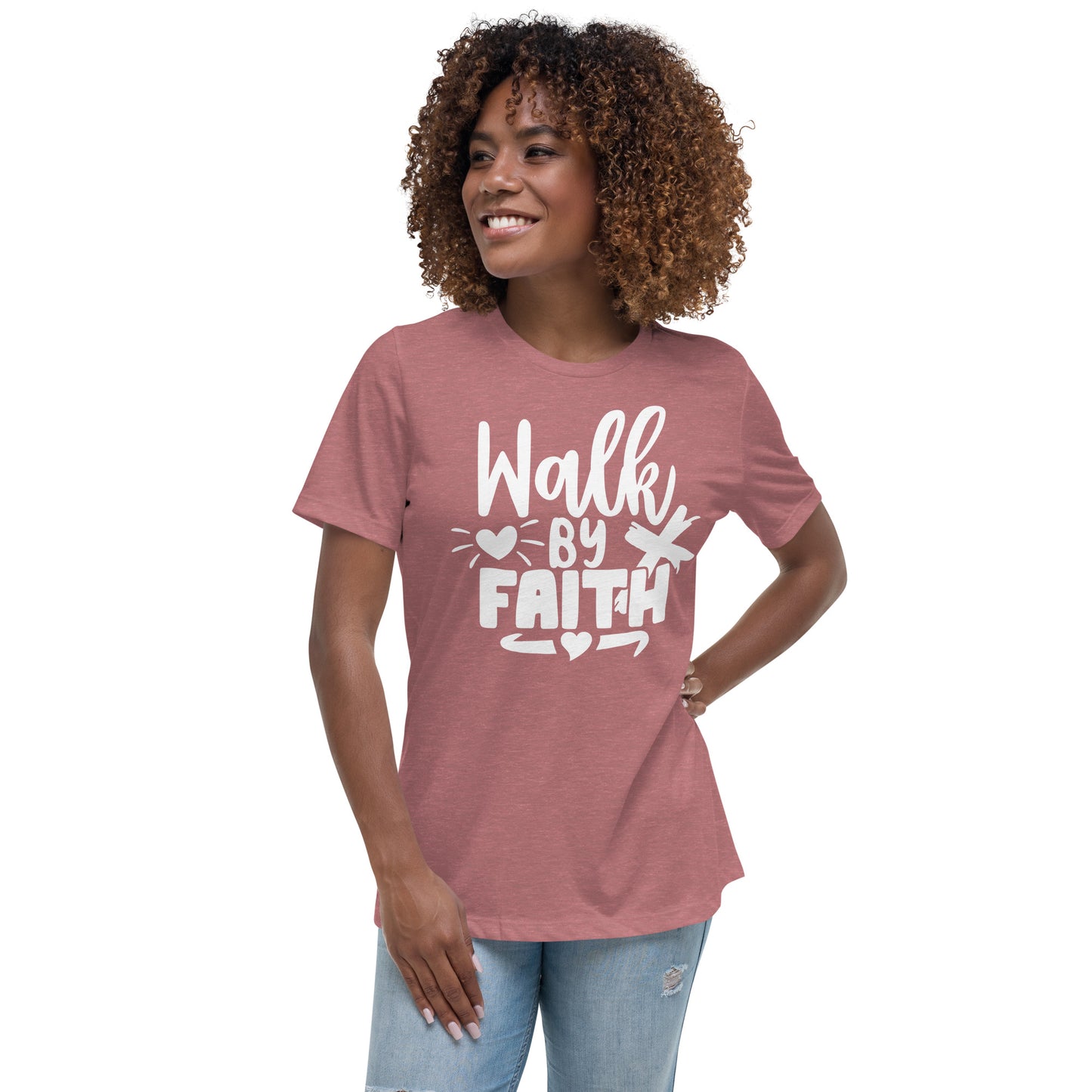 Walk by Faith (White design) - Women's Relaxed T-Shirt