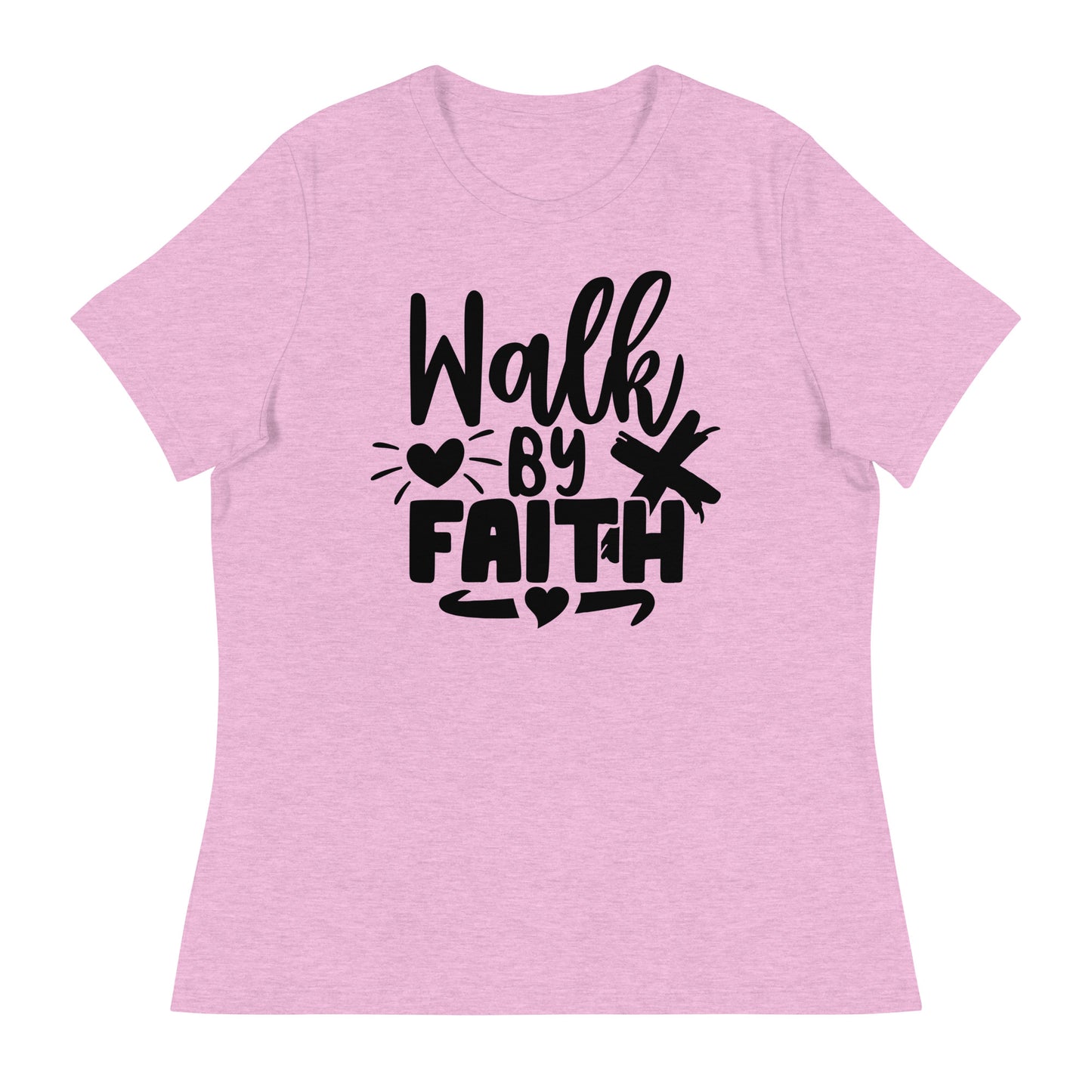 Walk by Faith (Black design)  - Women's Relaxed T-Shirt