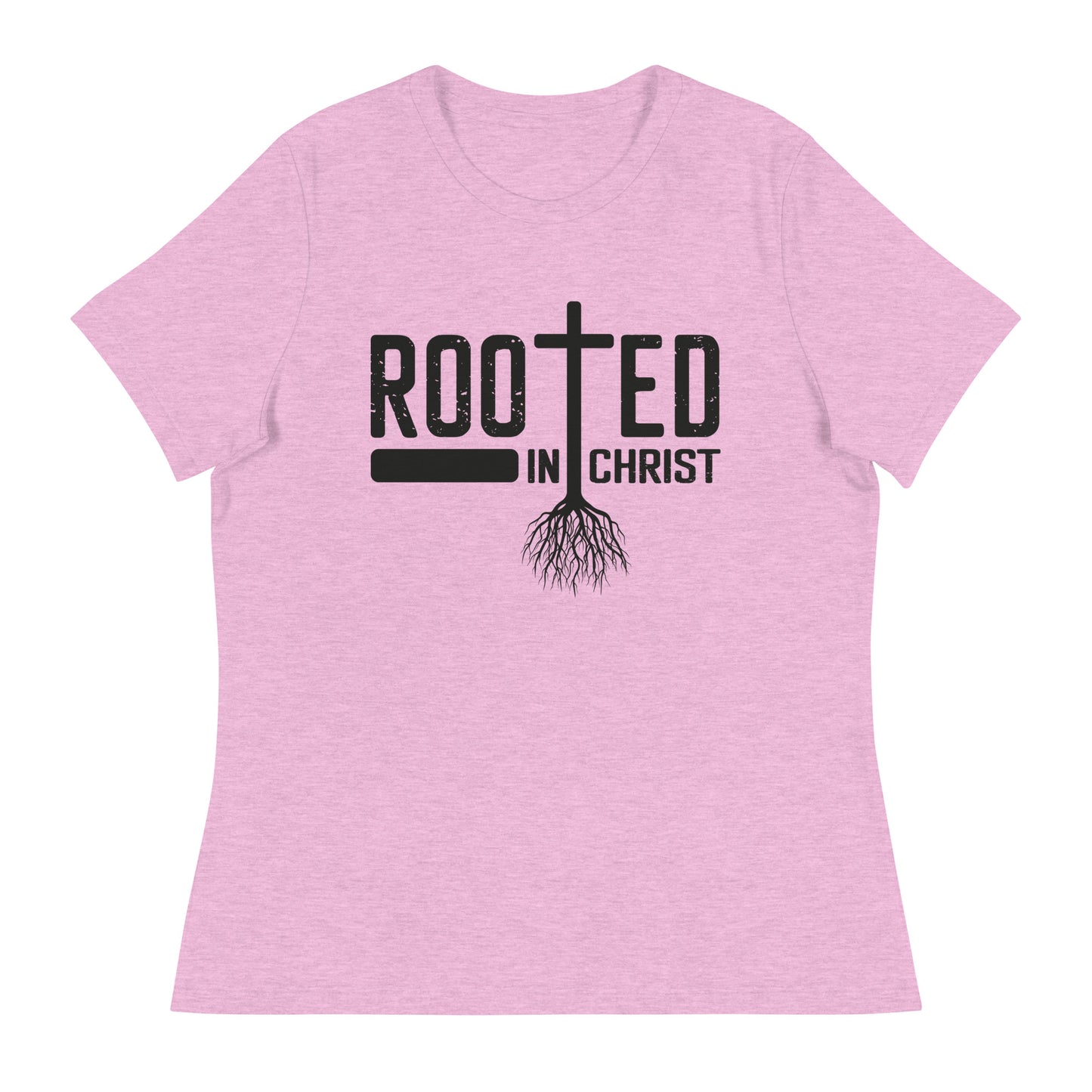 Rooted in Christ  (Black design) - Women's Relaxed T-Shirt