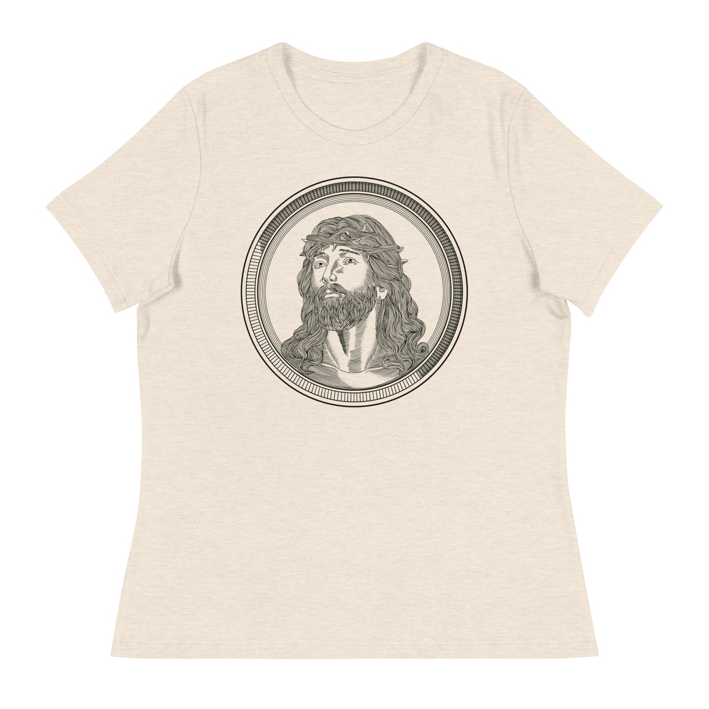 Jesus in Circle (Black design) - Women's Relaxed T-Shirt