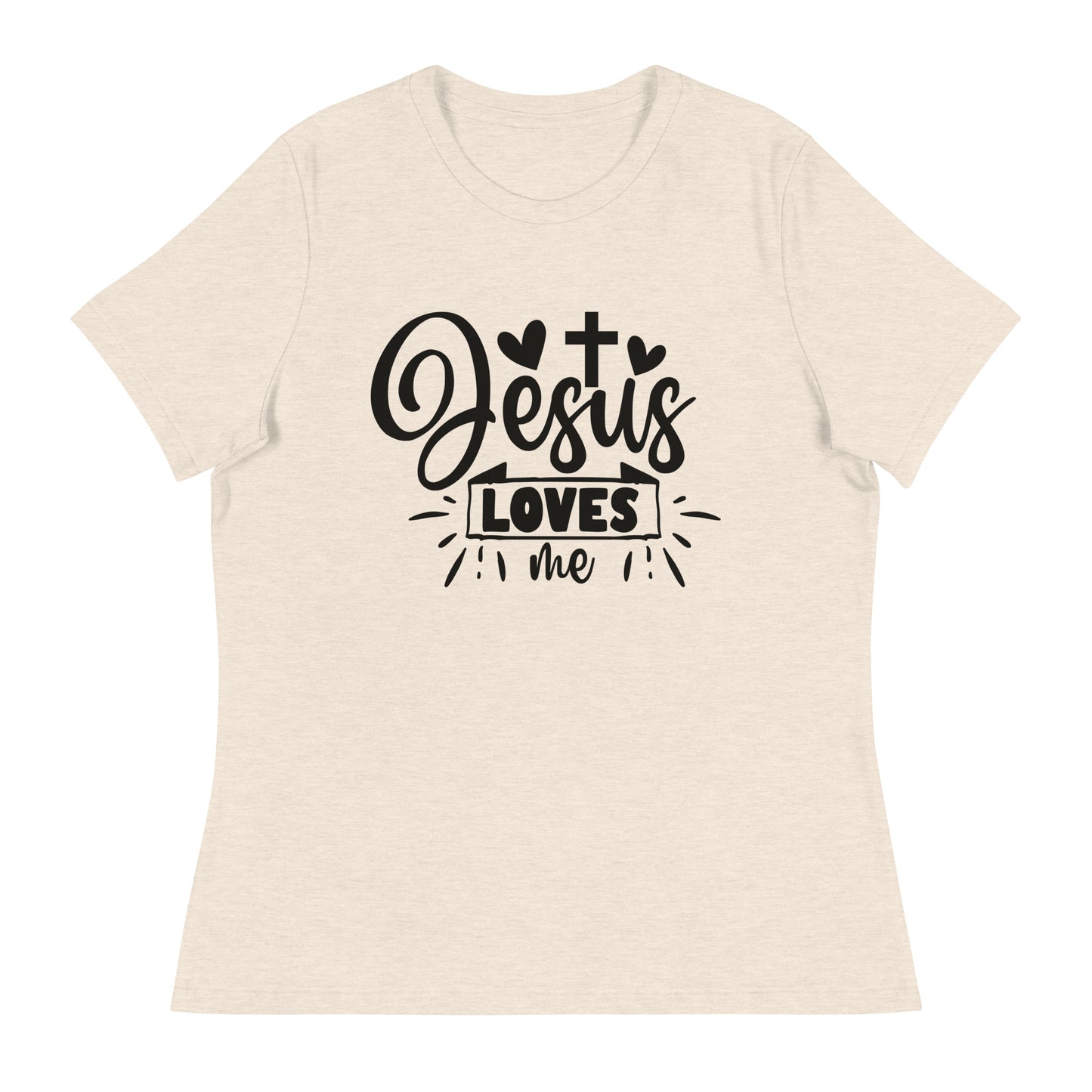 Jesus Loves Me (Black design) - Women's Relaxed T-Shirt