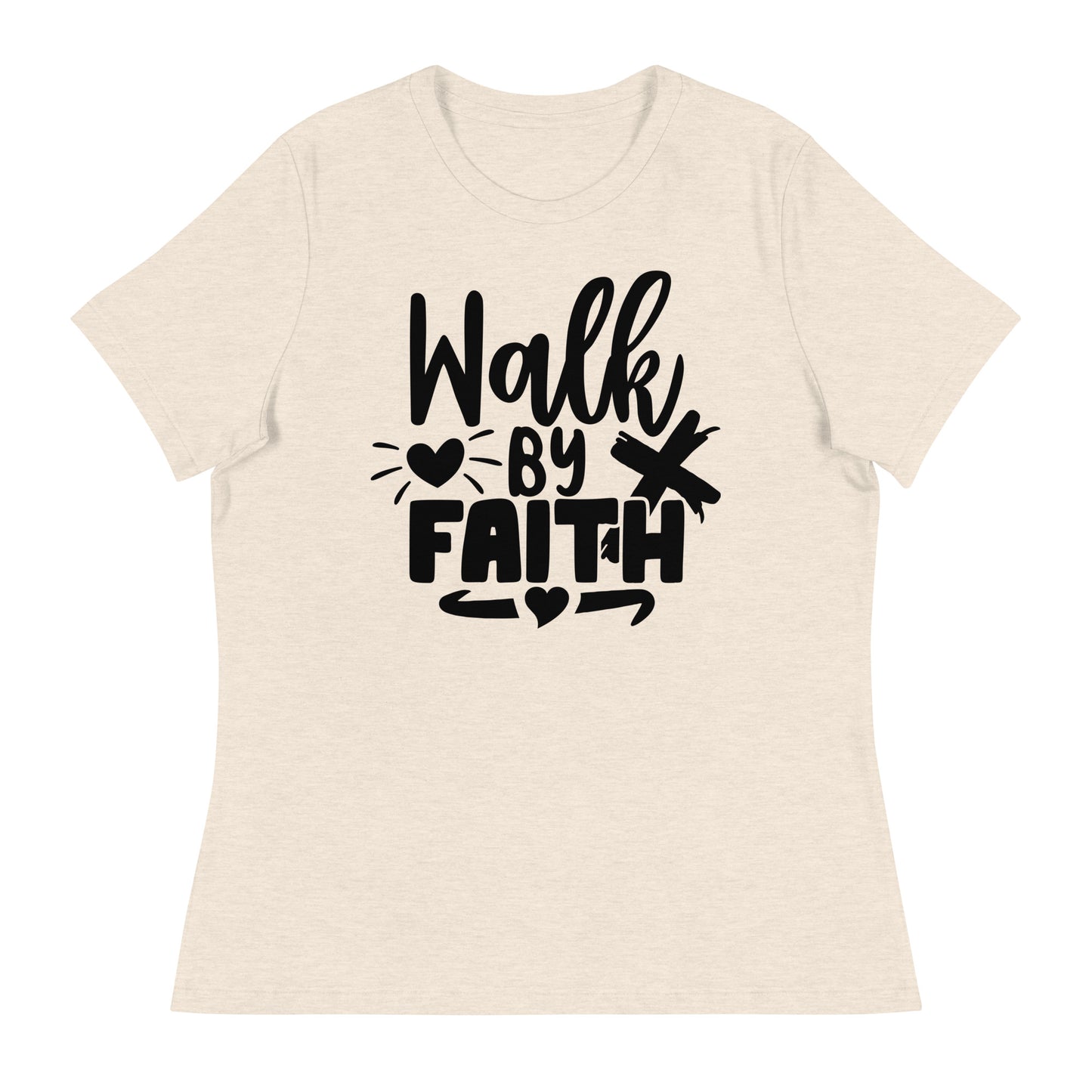 Walk by Faith (Black design)  - Women's Relaxed T-Shirt