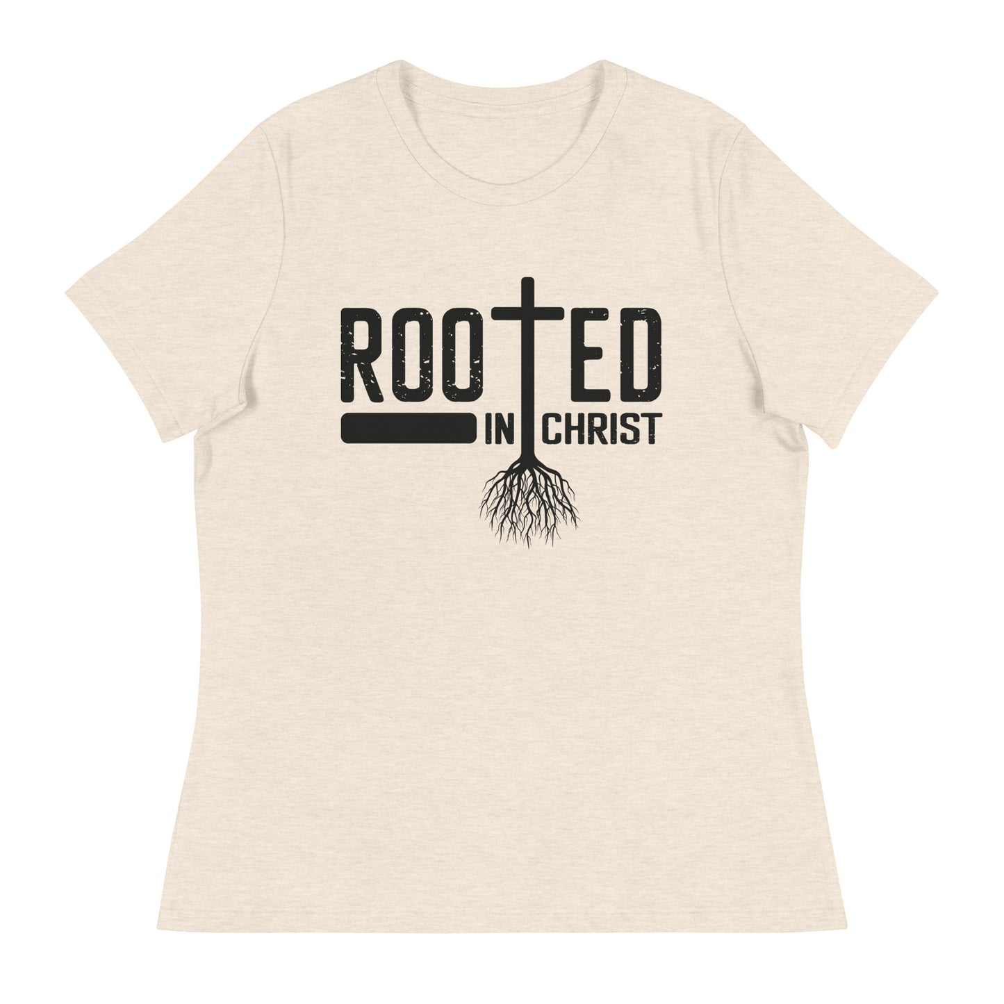 Rooted in Christ  (Black design) - Women's Relaxed T-Shirt