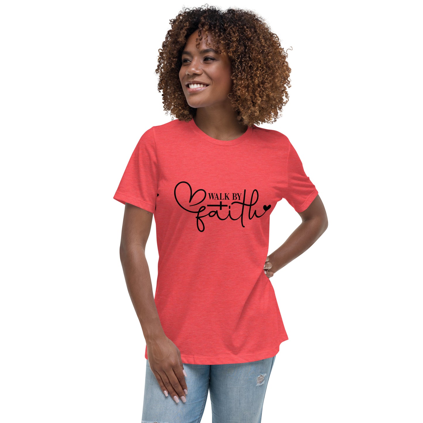 Walk by faith (Black design) - Women's Relaxed T-Shirt