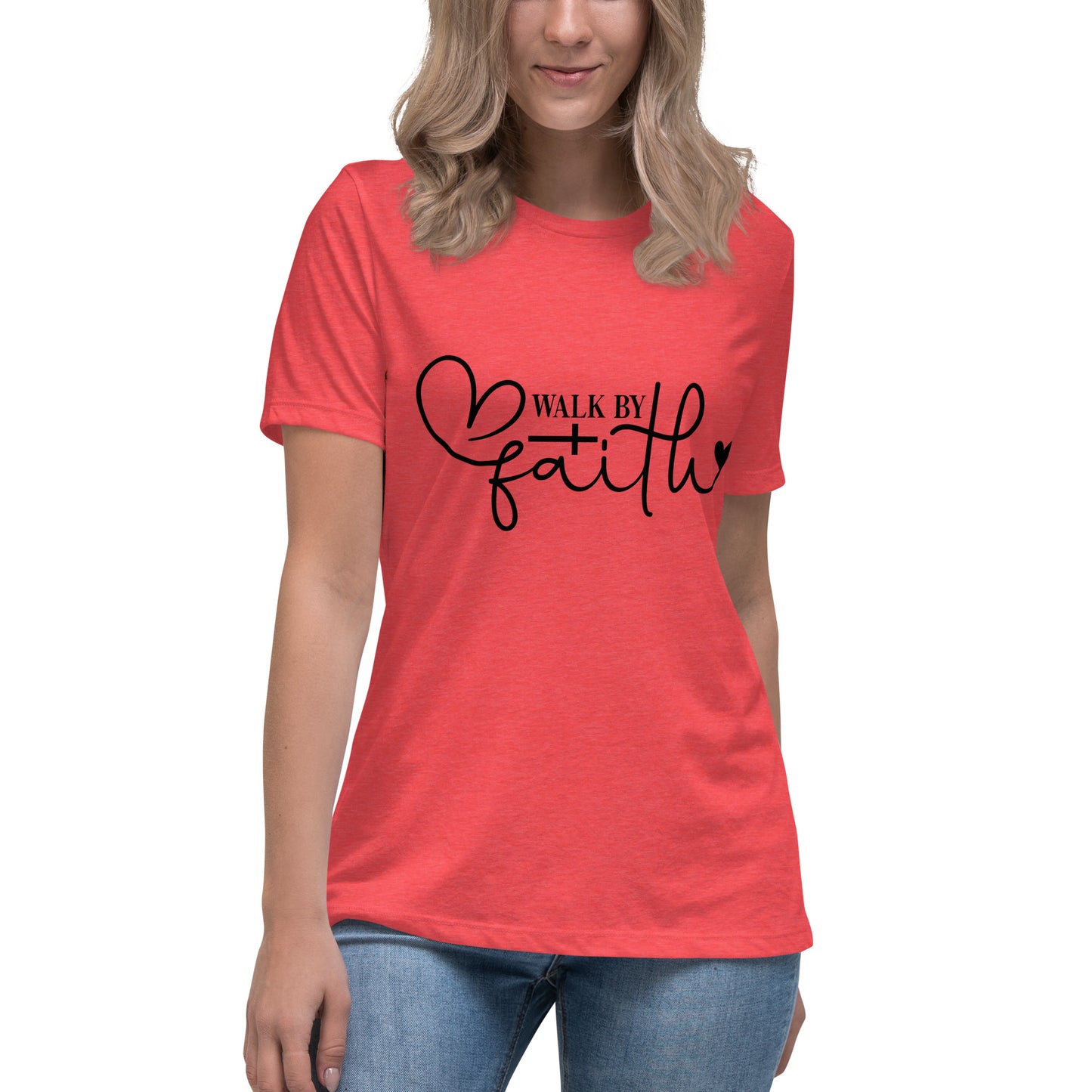 Walk by faith (Black design) - Women's Relaxed T-Shirt