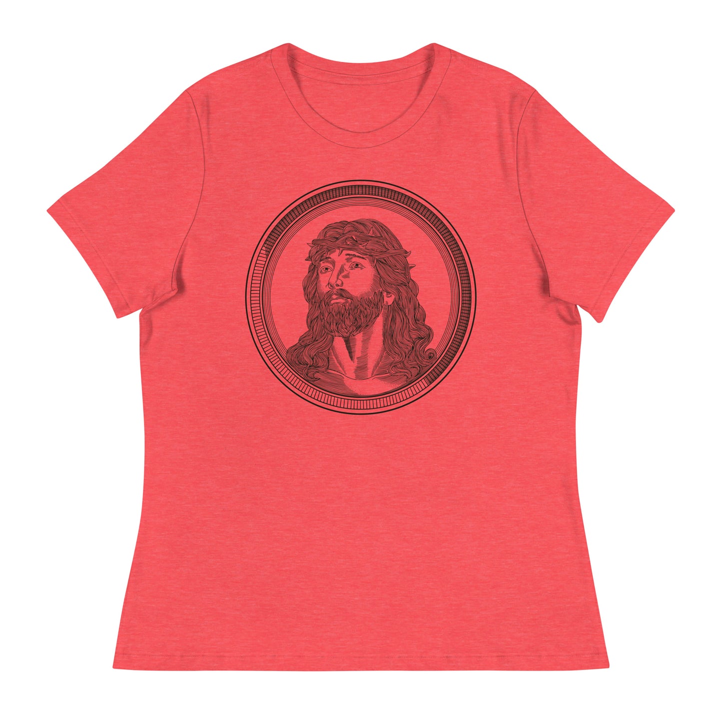 Jesus in Circle (Black design) - Women's Relaxed T-Shirt