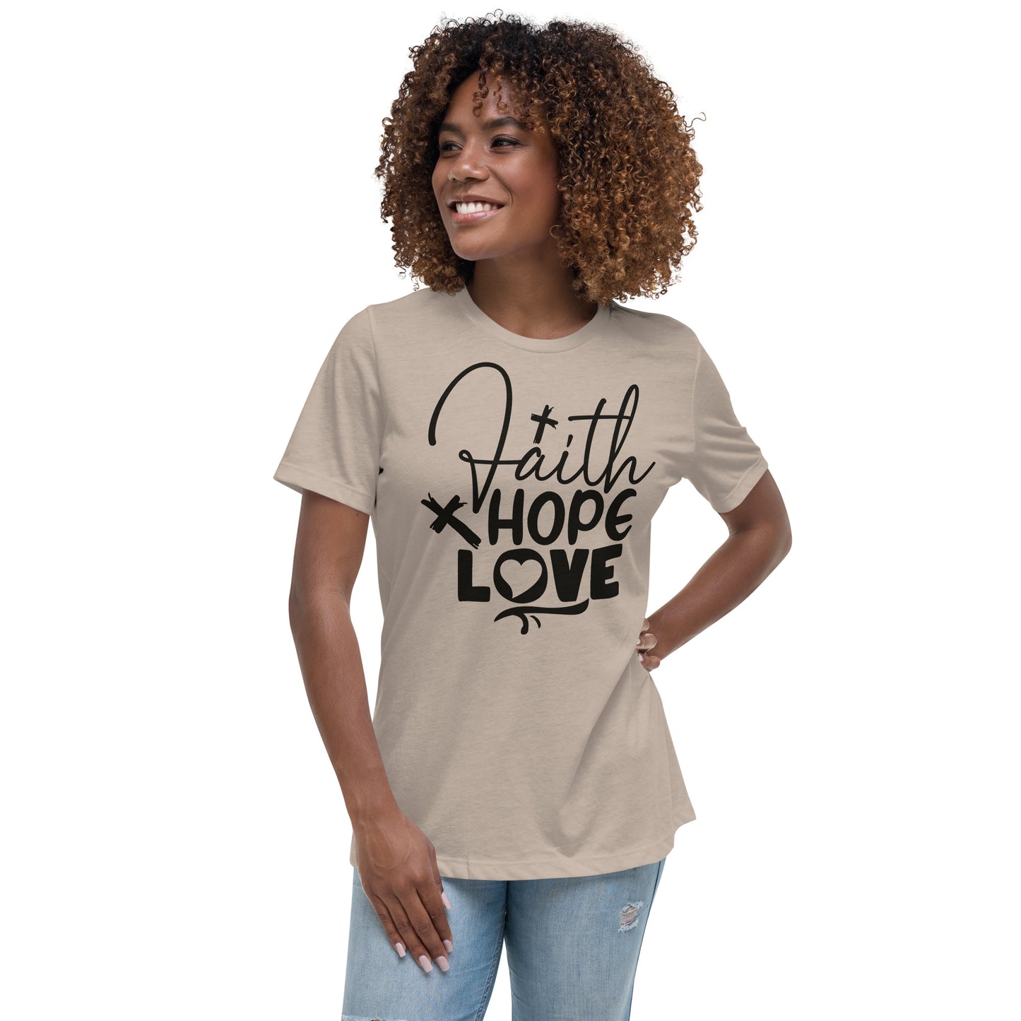 Faith, Hope, and Love (Black design) - Women's Relaxed T-Shirt