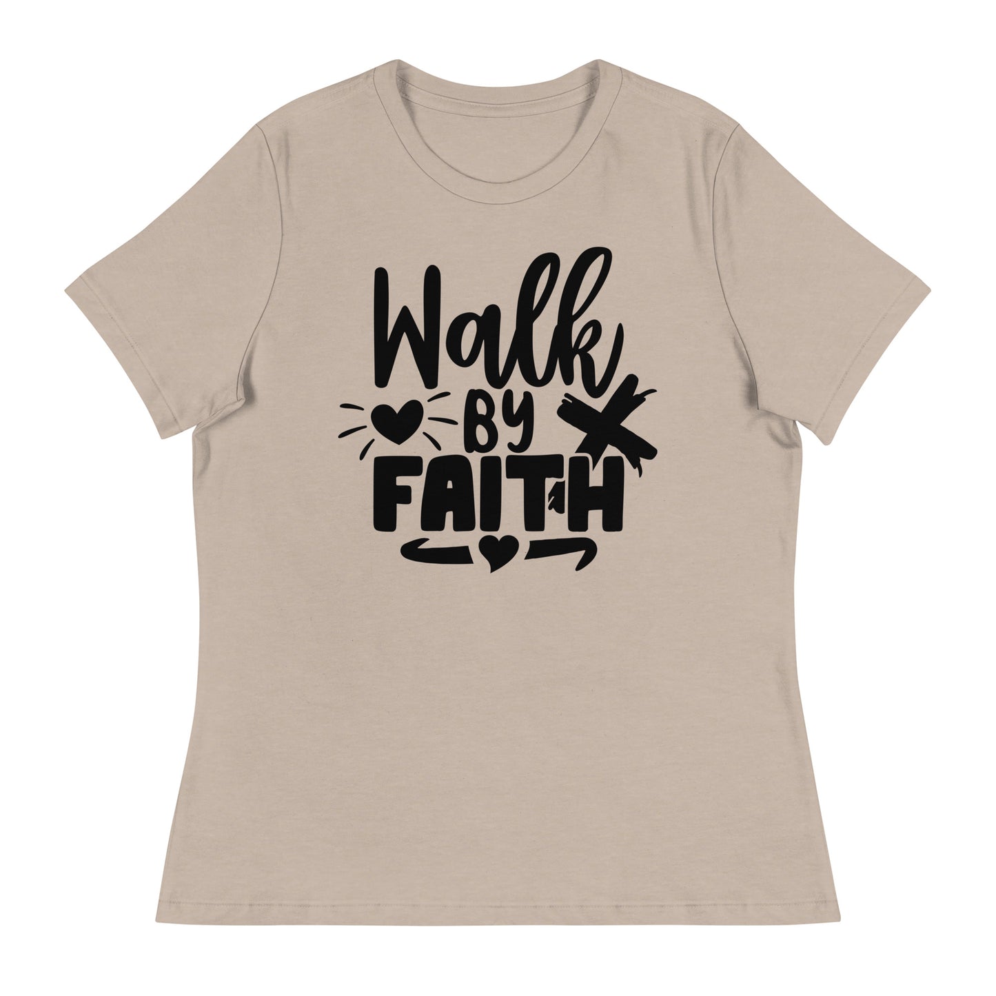 Walk by Faith (Black design)  - Women's Relaxed T-Shirt