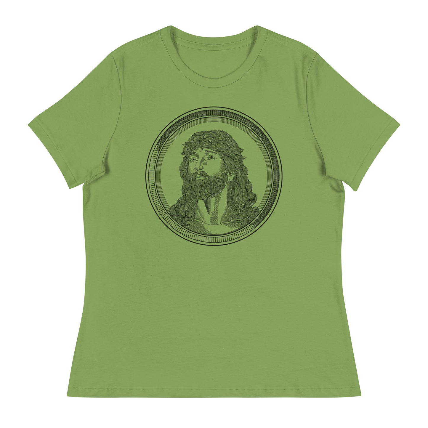 Jesus in Circle (Black design) - Women's Relaxed T-Shirt