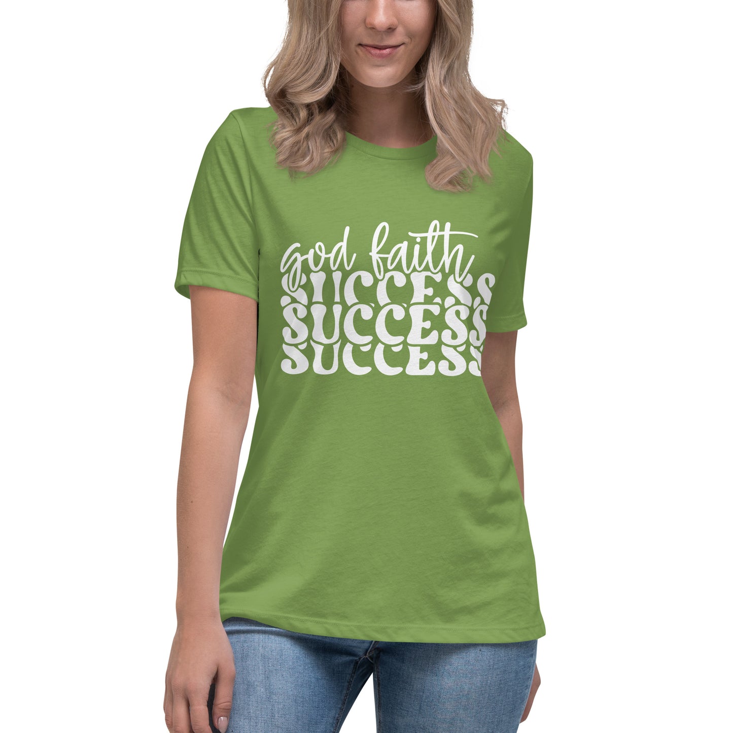 God Faith Success (White design) - Women's Relaxed T-Shirt