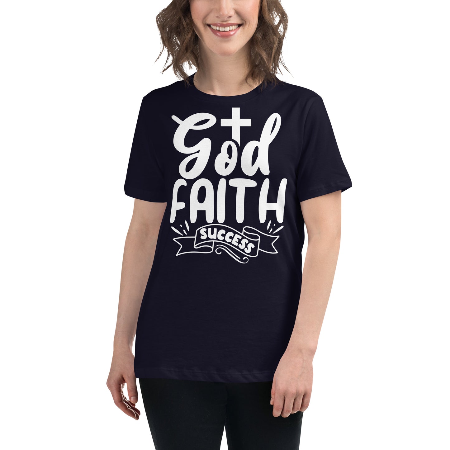 God, Faith, Success (White design) - Women's Relaxed T-Shirt