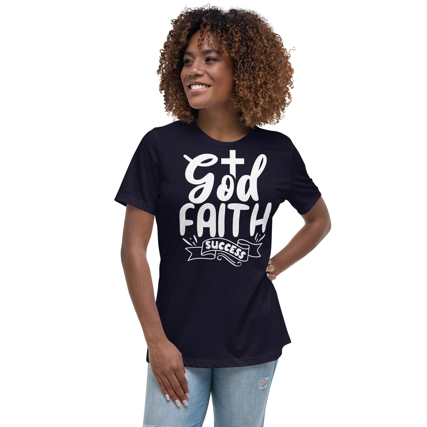 God, Faith, Success (White design) - Women's Relaxed T-Shirt