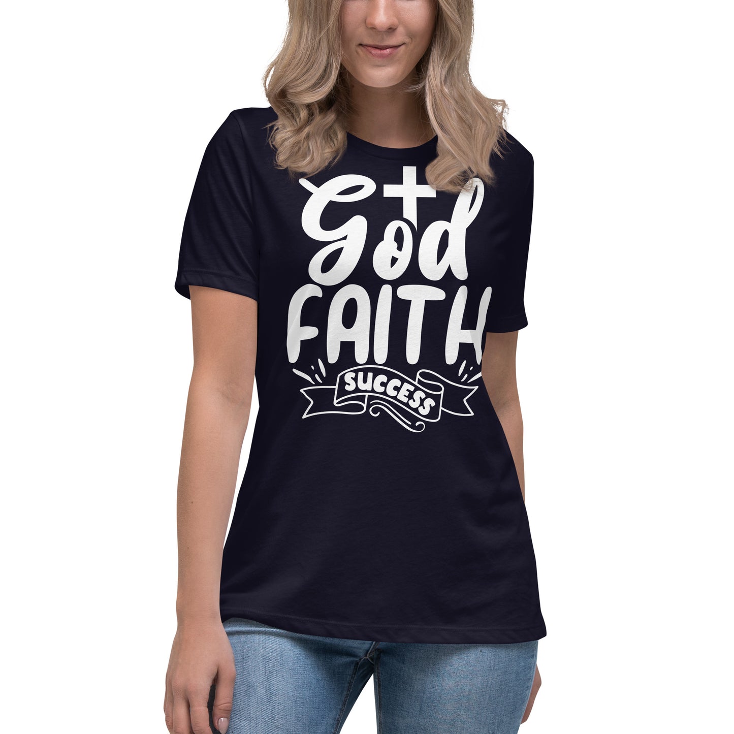 God, Faith, Success (White design) - Women's Relaxed T-Shirt