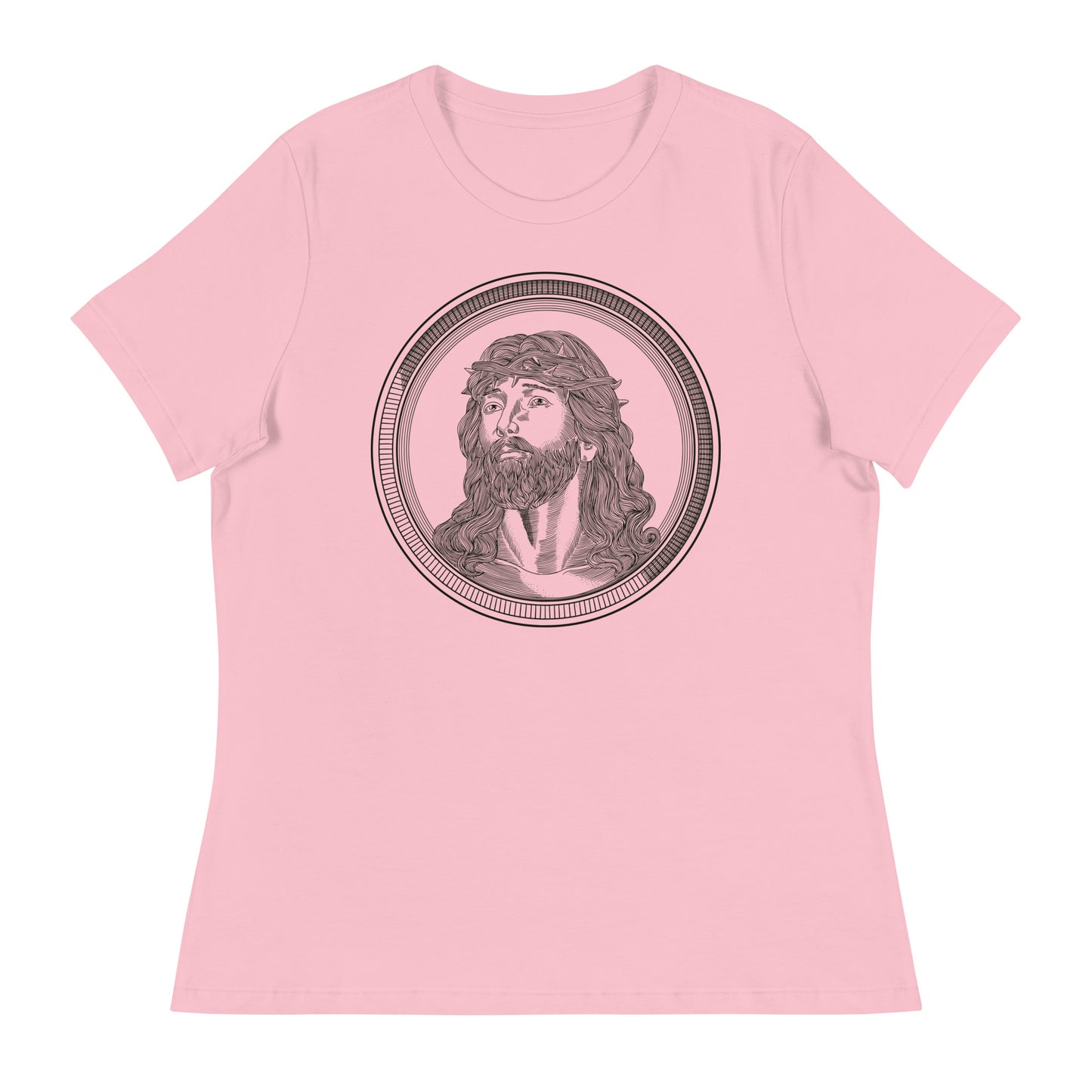 Jesus in Circle (Black design) - Women's Relaxed T-Shirt