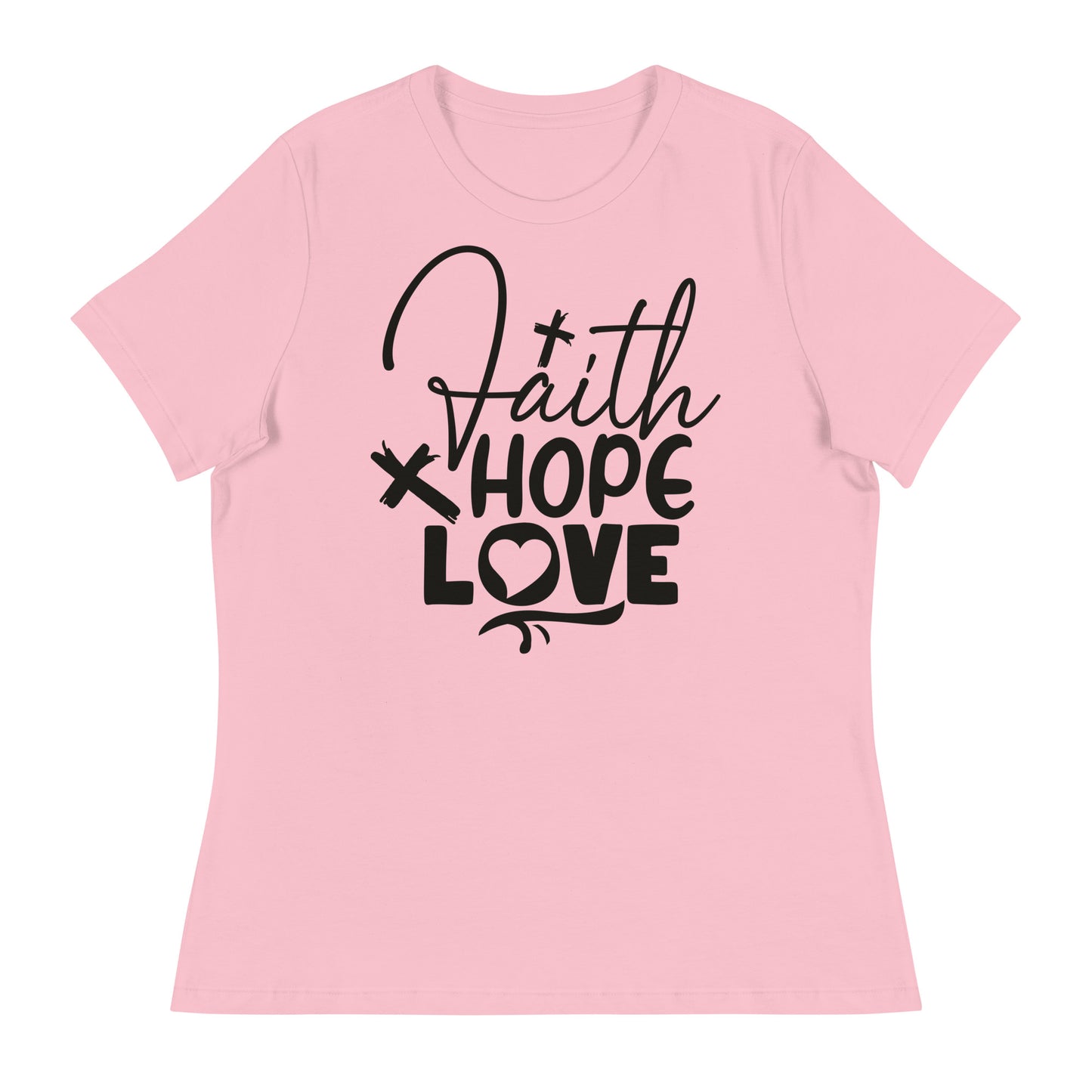 Faith, Hope, and Love (Black design) - Women's Relaxed T-Shirt