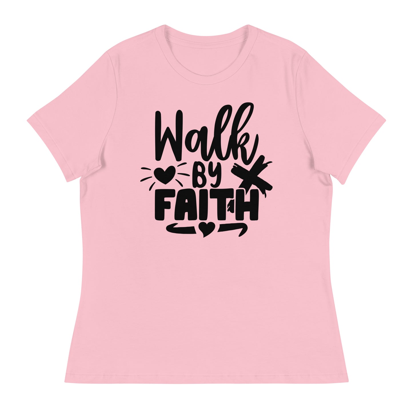 Walk by Faith (Black design)  - Women's Relaxed T-Shirt