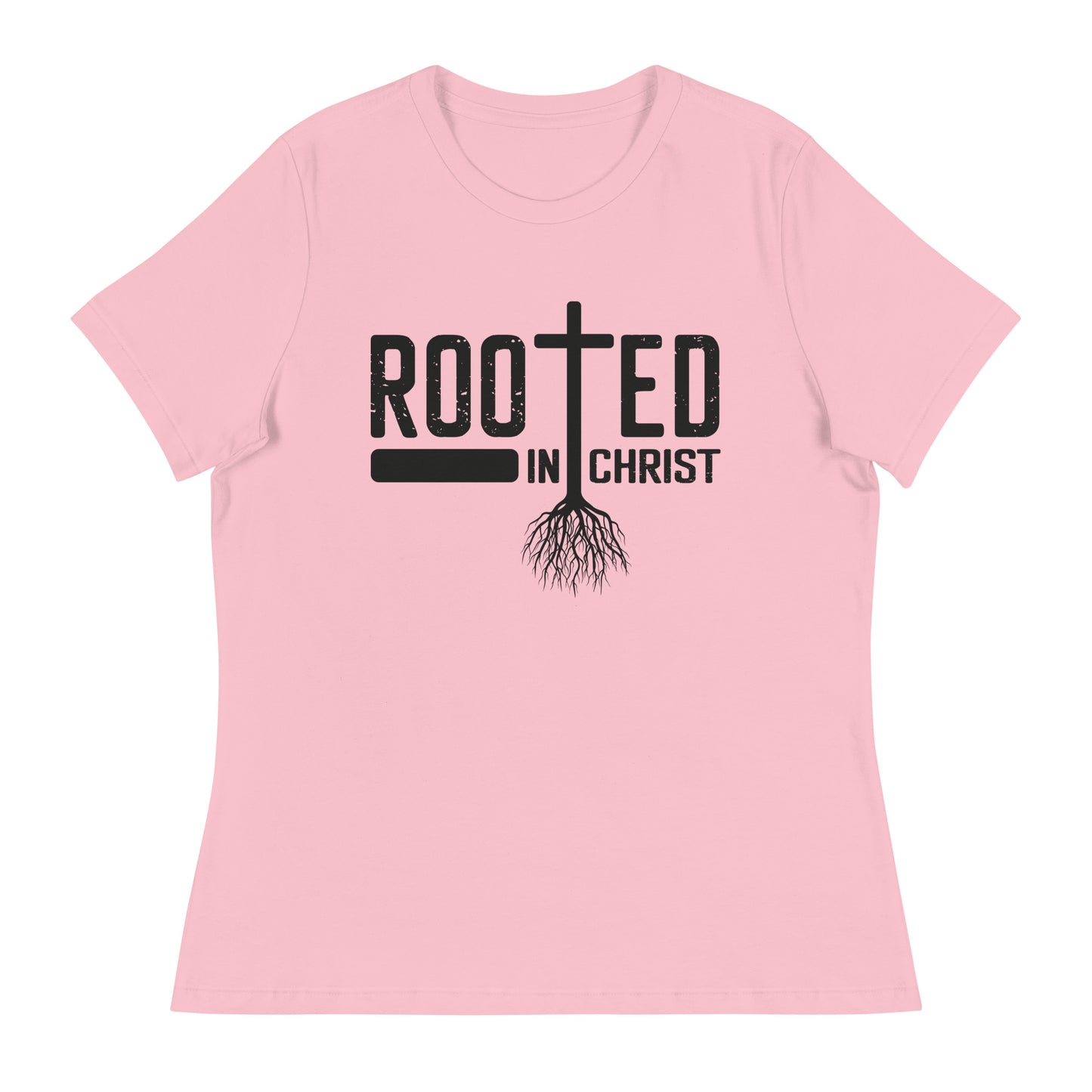 Rooted in Christ  (Black design) - Women's Relaxed T-Shirt