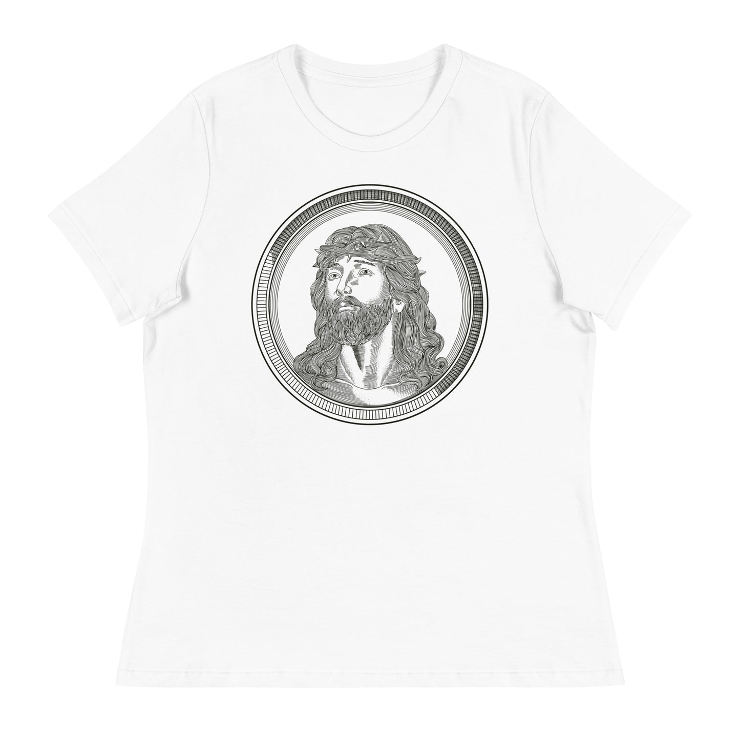 Jesus in Circle (Black design) - Women's Relaxed T-Shirt