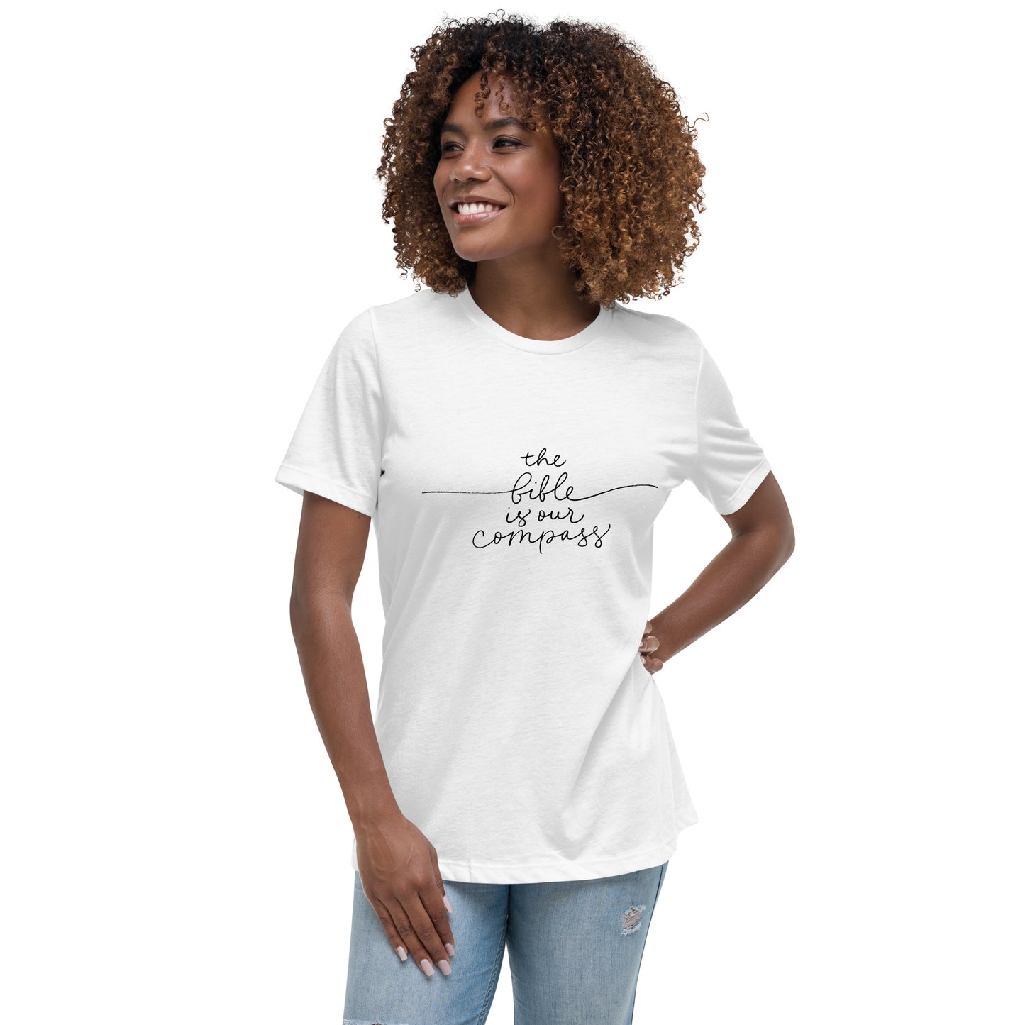 The Bible Is Our Compass (Black design) - Women's Relaxed T-Shirt