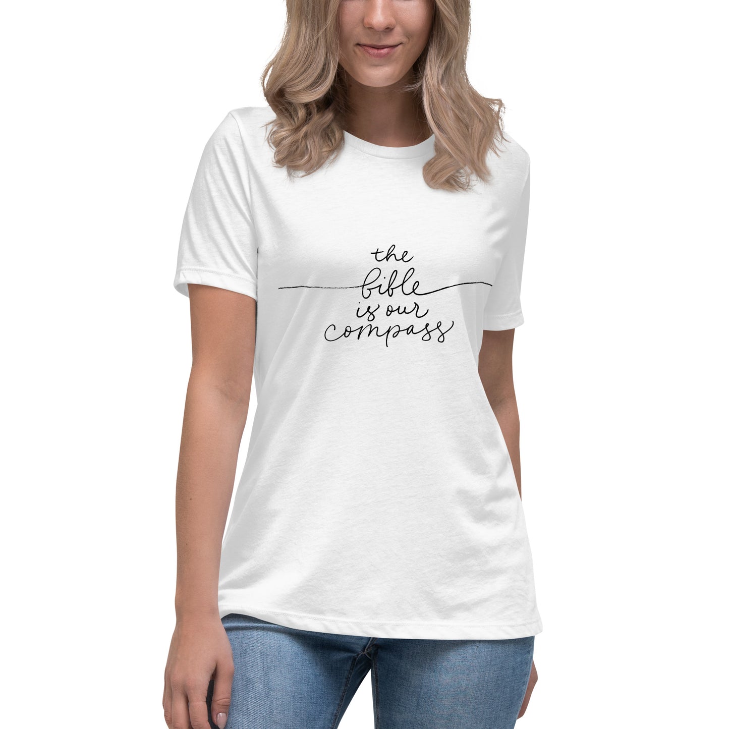 The Bible Is Our Compass (Black design) - Women's Relaxed T-Shirt