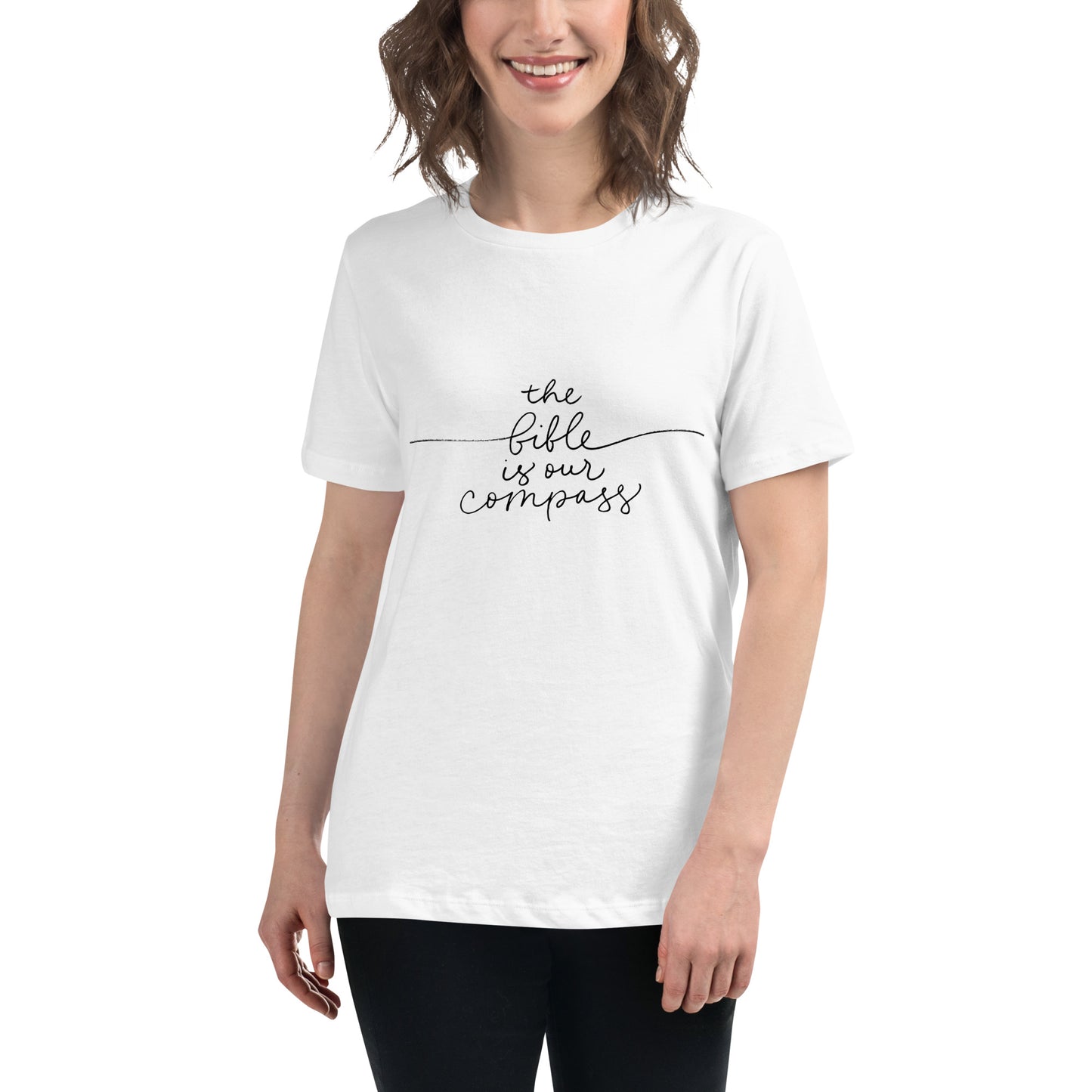 The Bible Is Our Compass (Black design) - Women's Relaxed T-Shirt