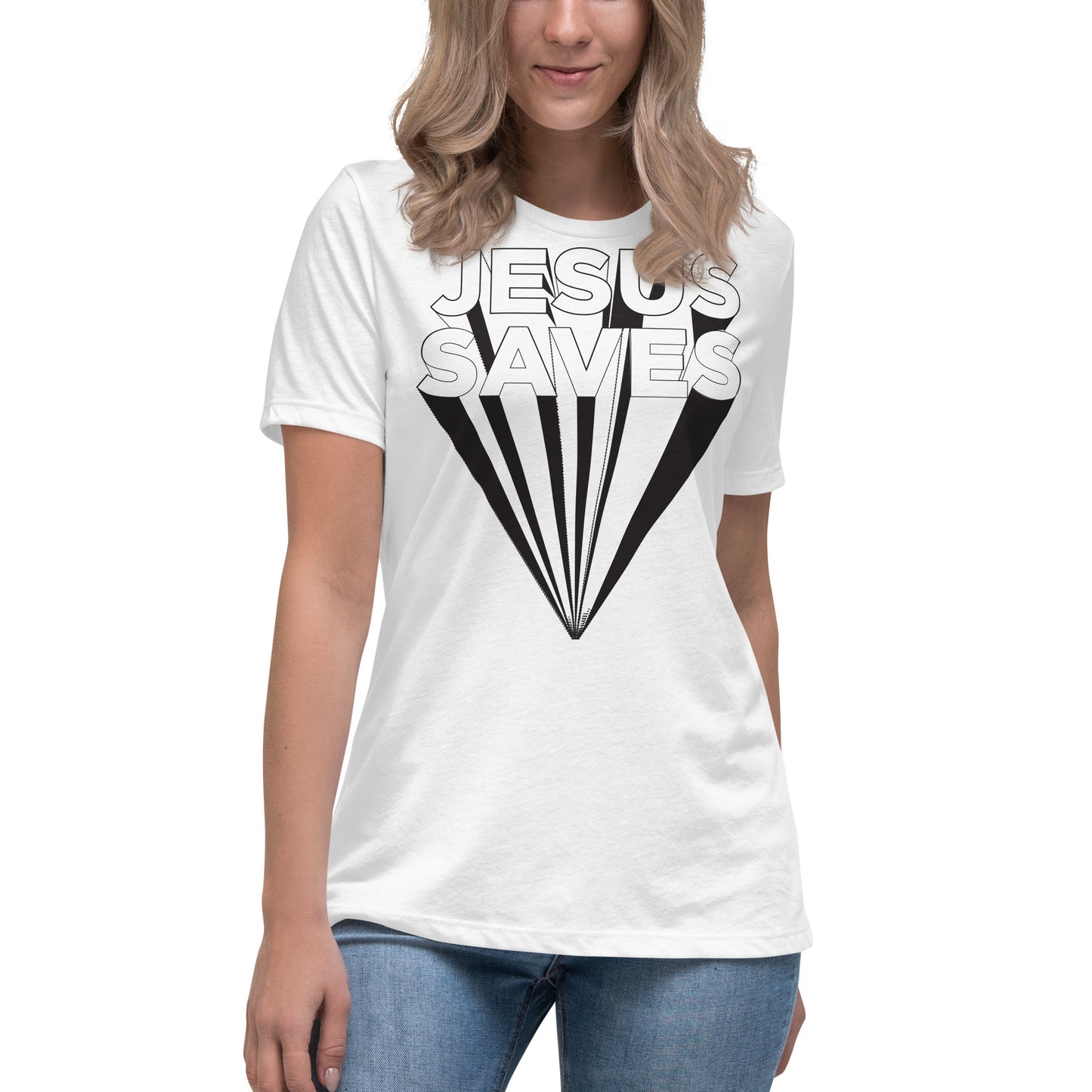 Jesus Saves (Black design) - Women's Relaxed T-Shirt