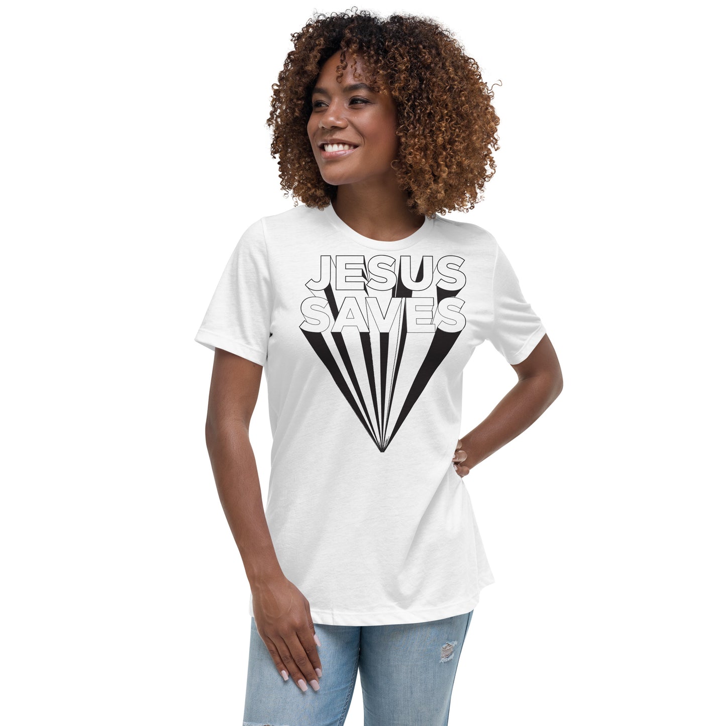 Jesus Saves (Black design) - Women's Relaxed T-Shirt