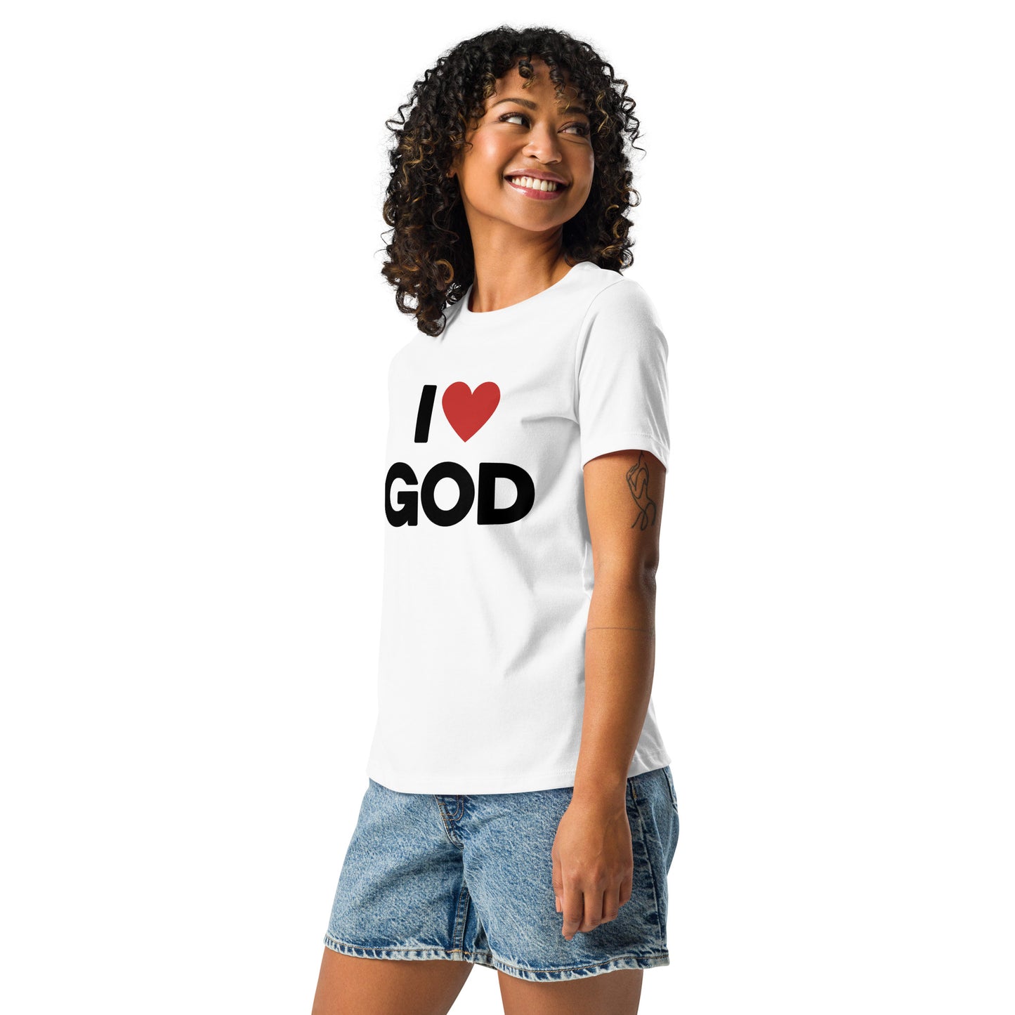 I love God (Black design) -  Women's Relaxed T-Shirt