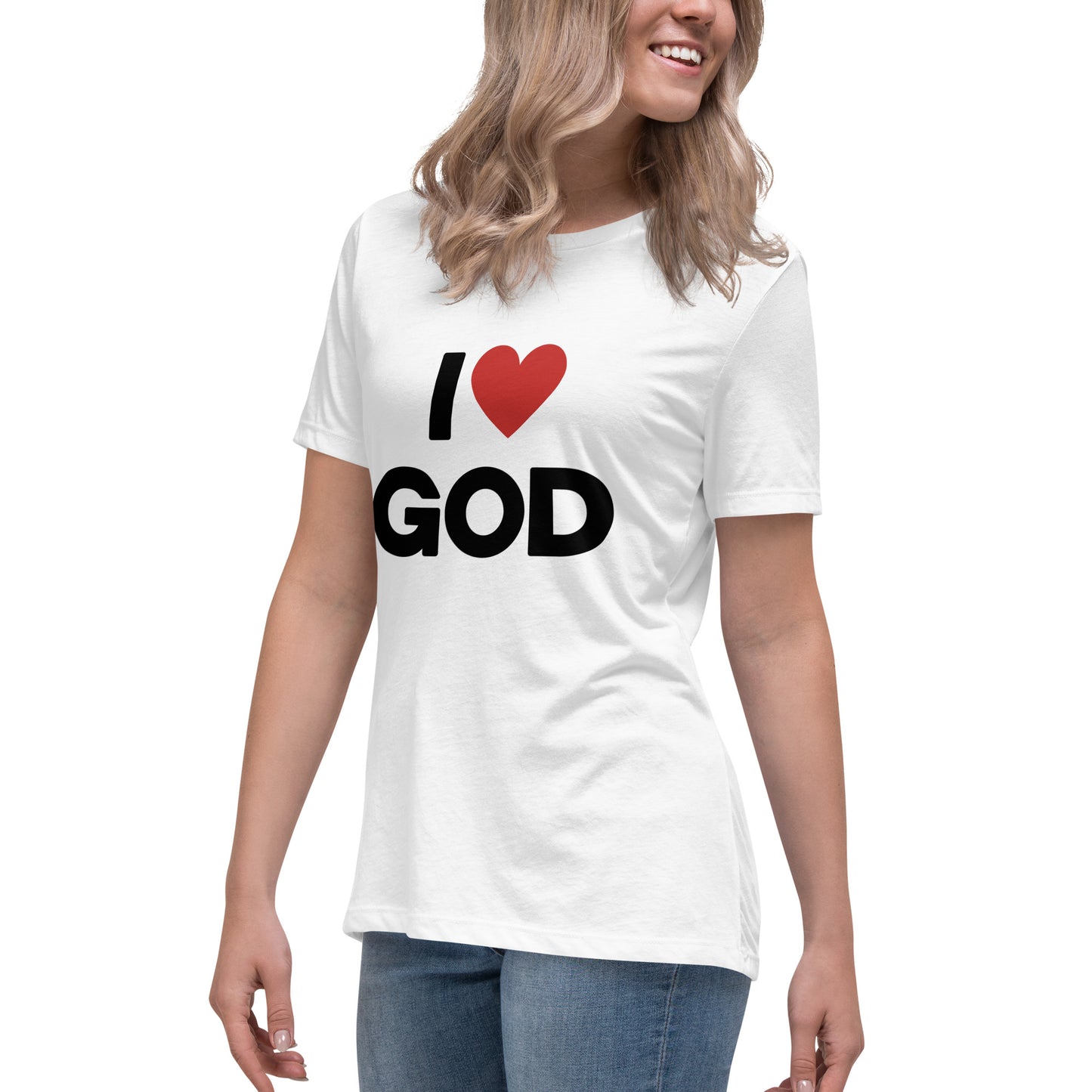 I love God (Black design) -  Women's Relaxed T-Shirt